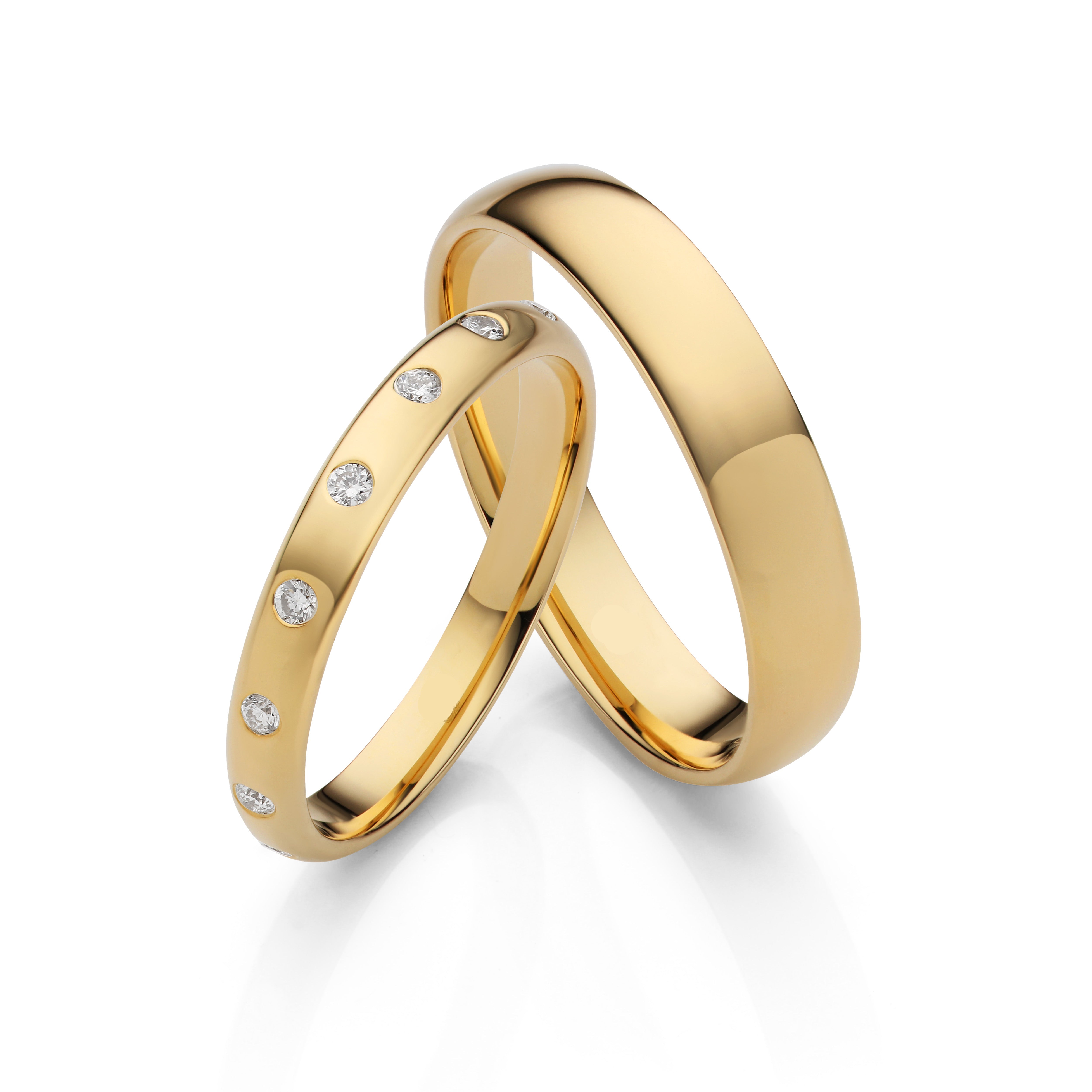 Classic 18K Yellow Gold Polished Wedding Ring Pair