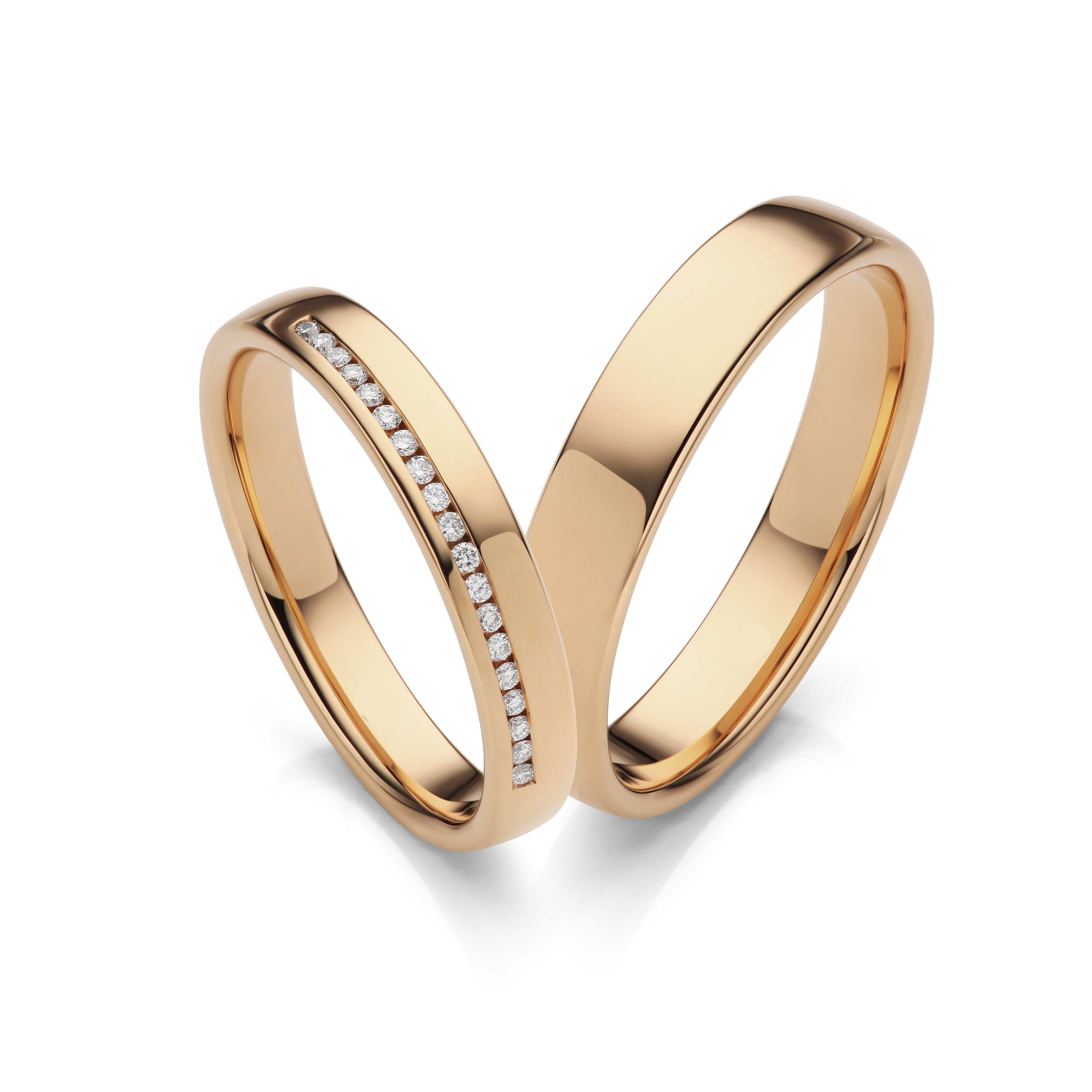 Classic 18K Rose Gold Polished Wedding Ring Pair