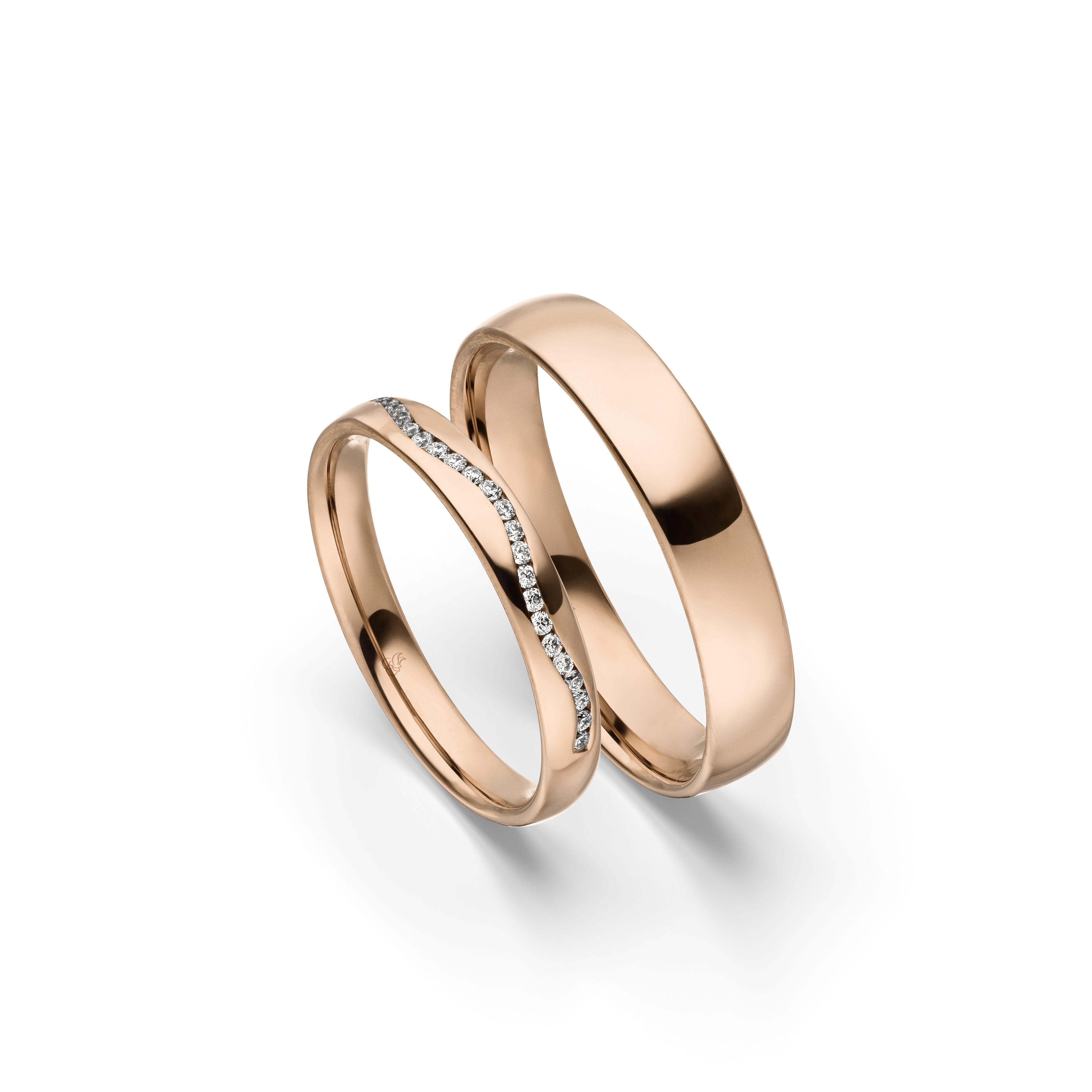 18K Rose Gold Polished Wedding Ring Pair