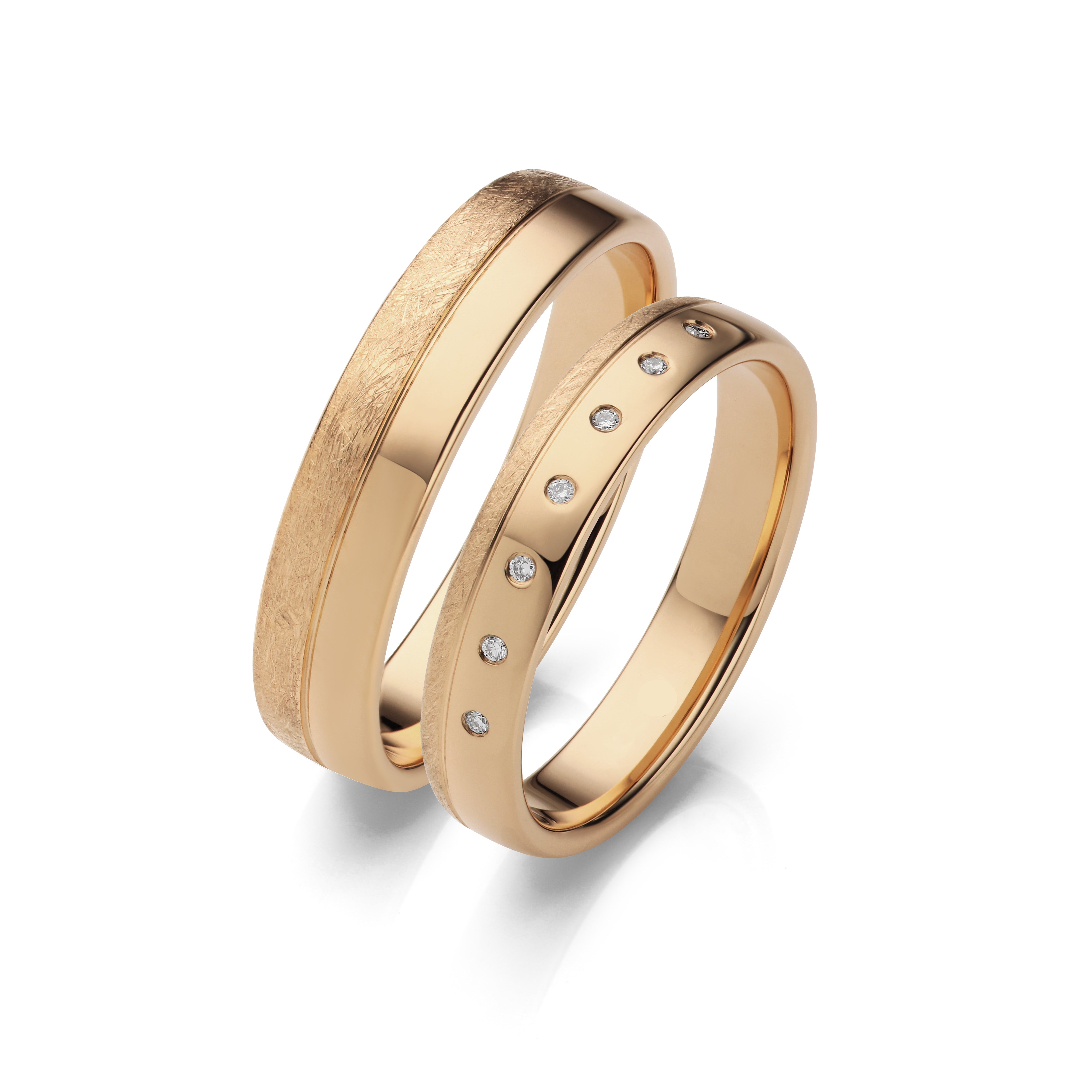 Wide 18K Rose Gold Polished Wedding Ring Pair