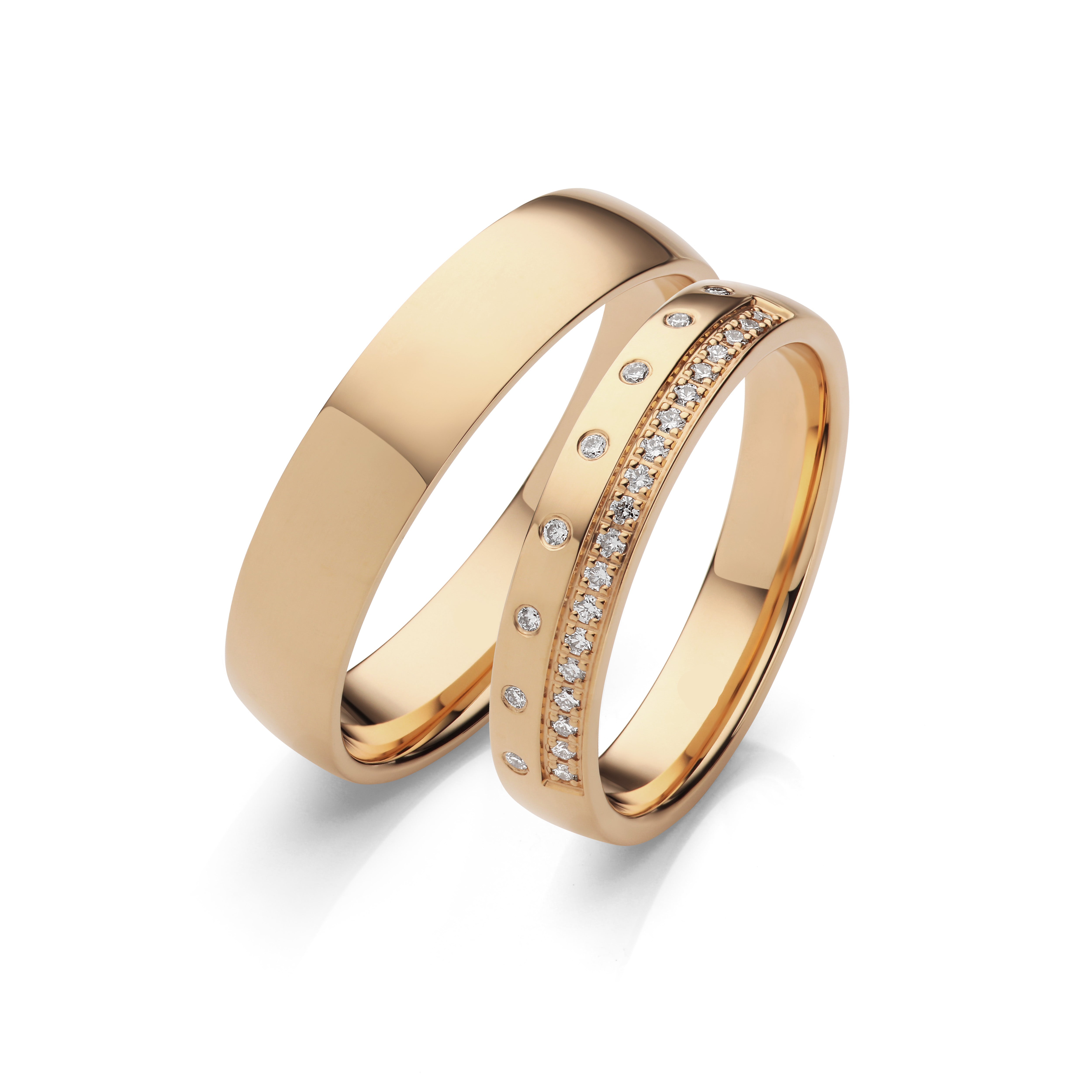 18K Rose Gold Polished Wedding Ring Pair