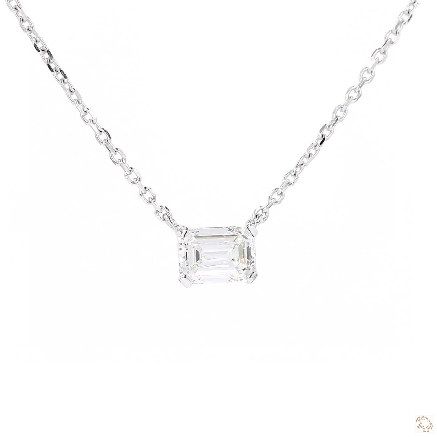 Solitaire Emerald Diamond Pendant (0.81 ct)