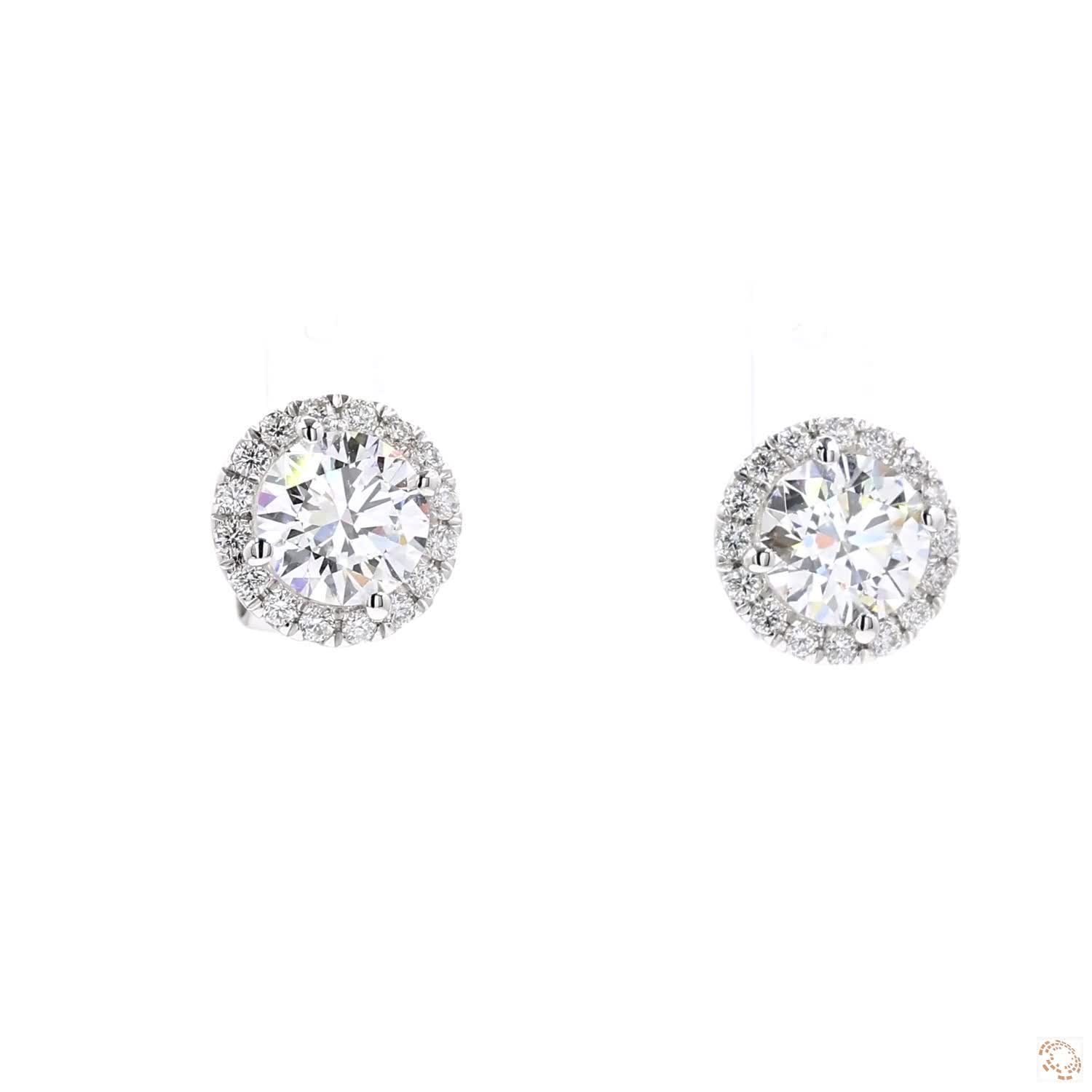 Diamond Stud Earrings with Halo (0.46 ct. per diamond)