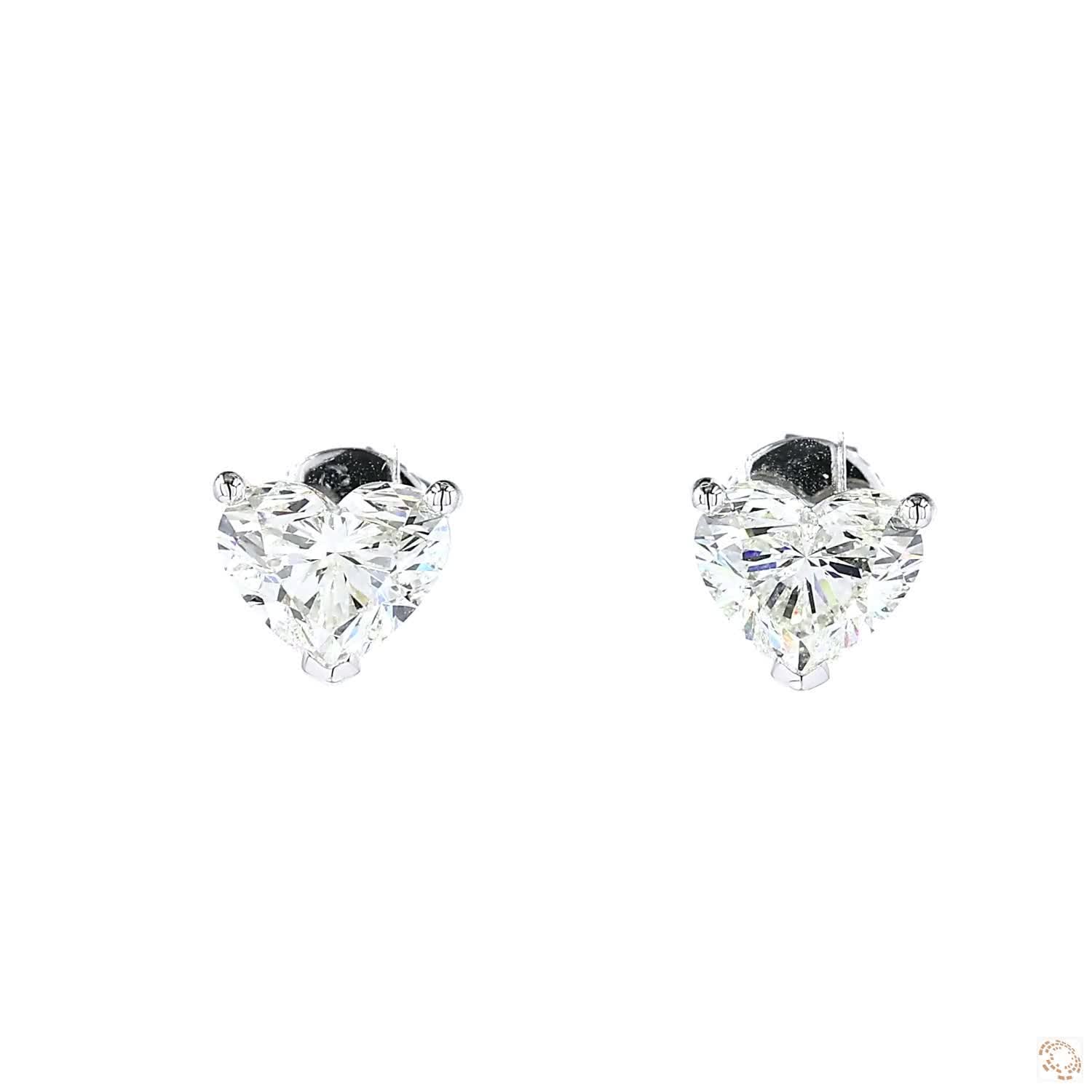 Heart Shape Diamond Stud Earrings (1.51 ct. per diamond)