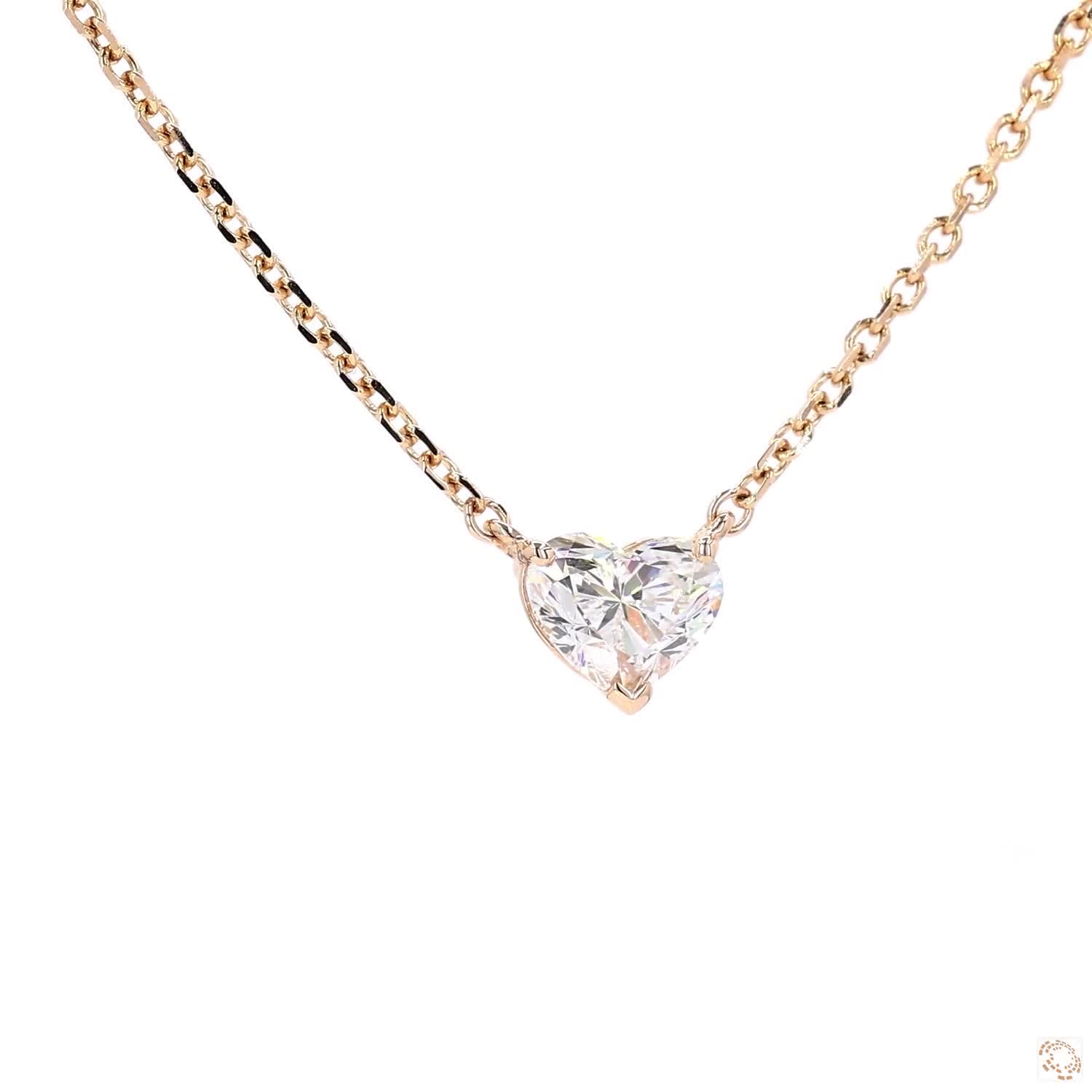3-Prong Solitaire Heart Diamond Pendant (0.90 ct)
