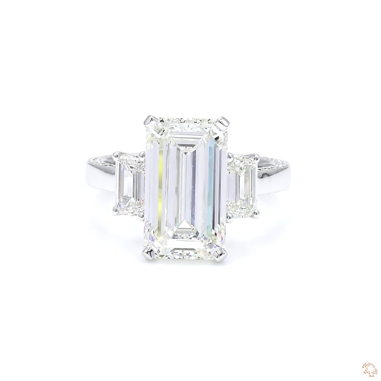 Three-Stone Emerald Cut Diamond Engagement Ring
