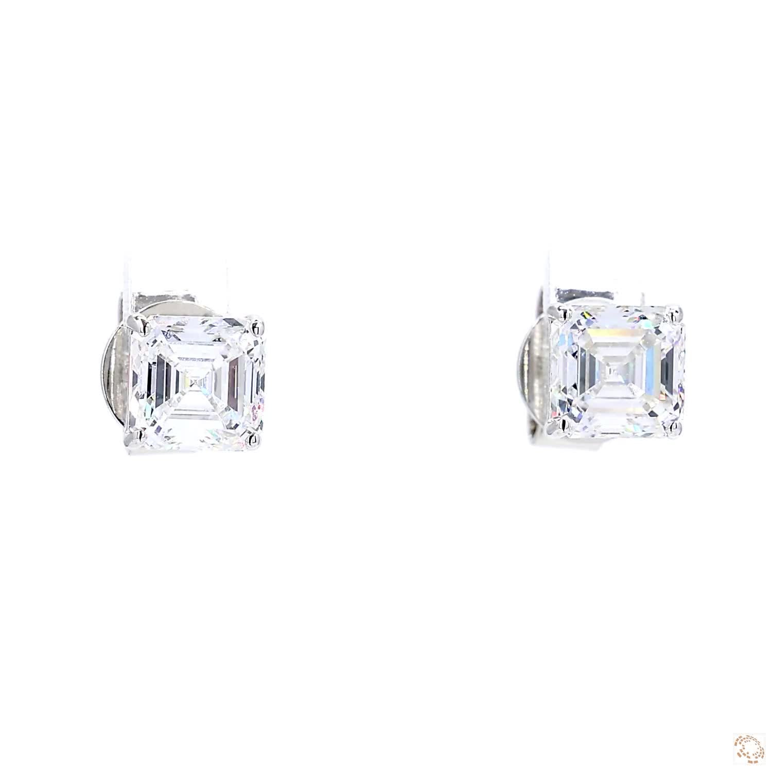 4-Prong Asscher Shape Diamond Studs (0.7 ct per diamond)