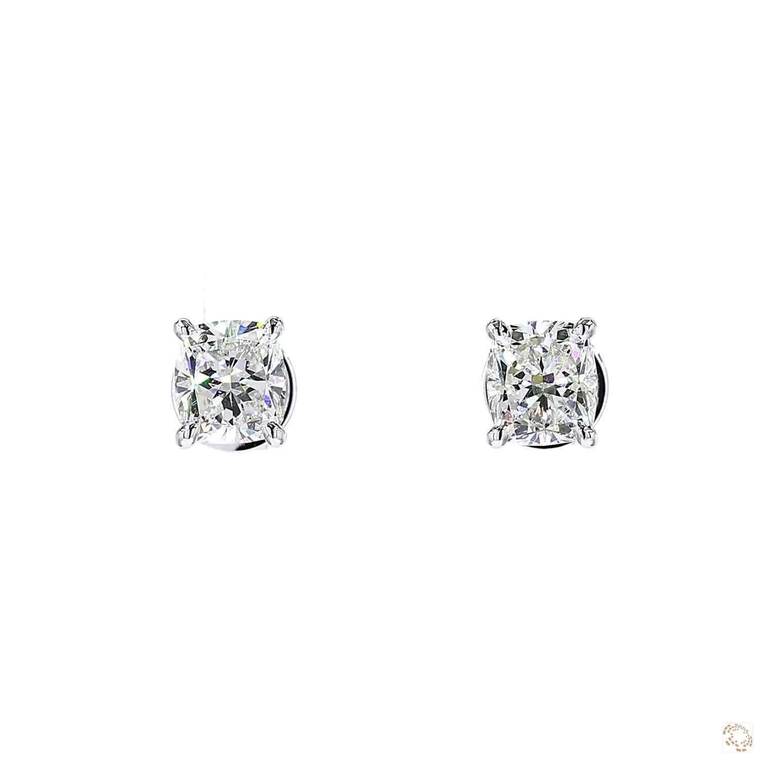 Cushion Cut Diamond Stud Earrings (1.01 ct. per diamond)