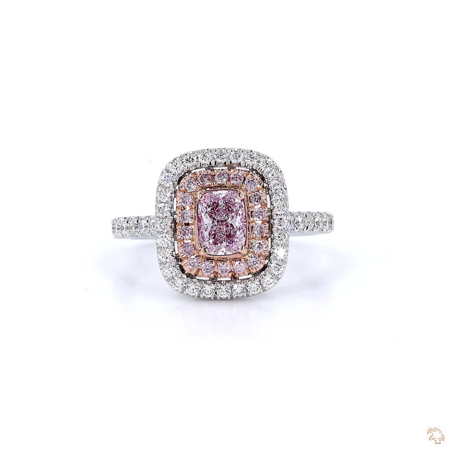 Cushion Cut Pink Diamonds With Halo Ring