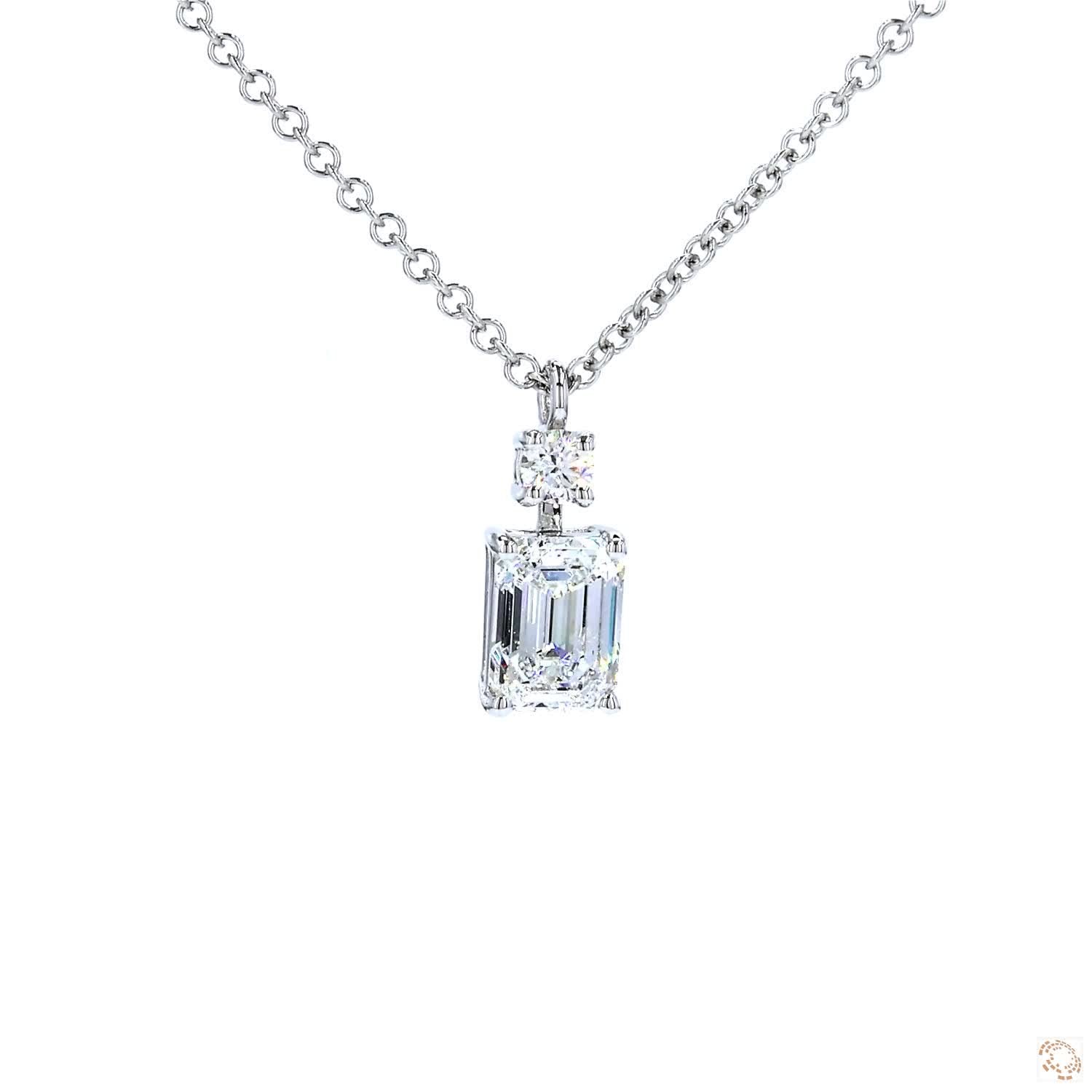 Emerald Cut Diamond Pendant (0.7 ct per diamond)