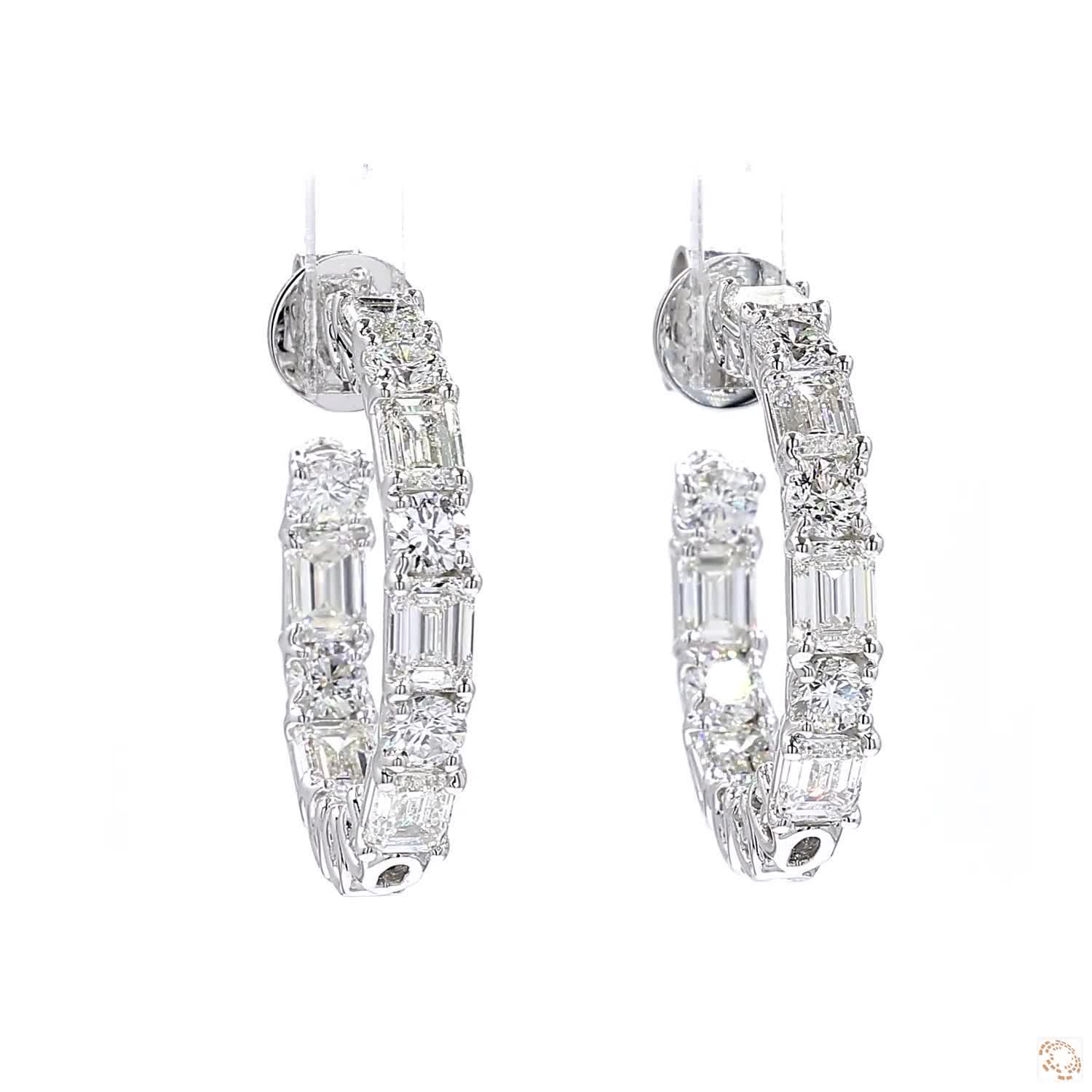 Emerald Cut Diamond Hoop Earrings (6.07 ct. tw.)