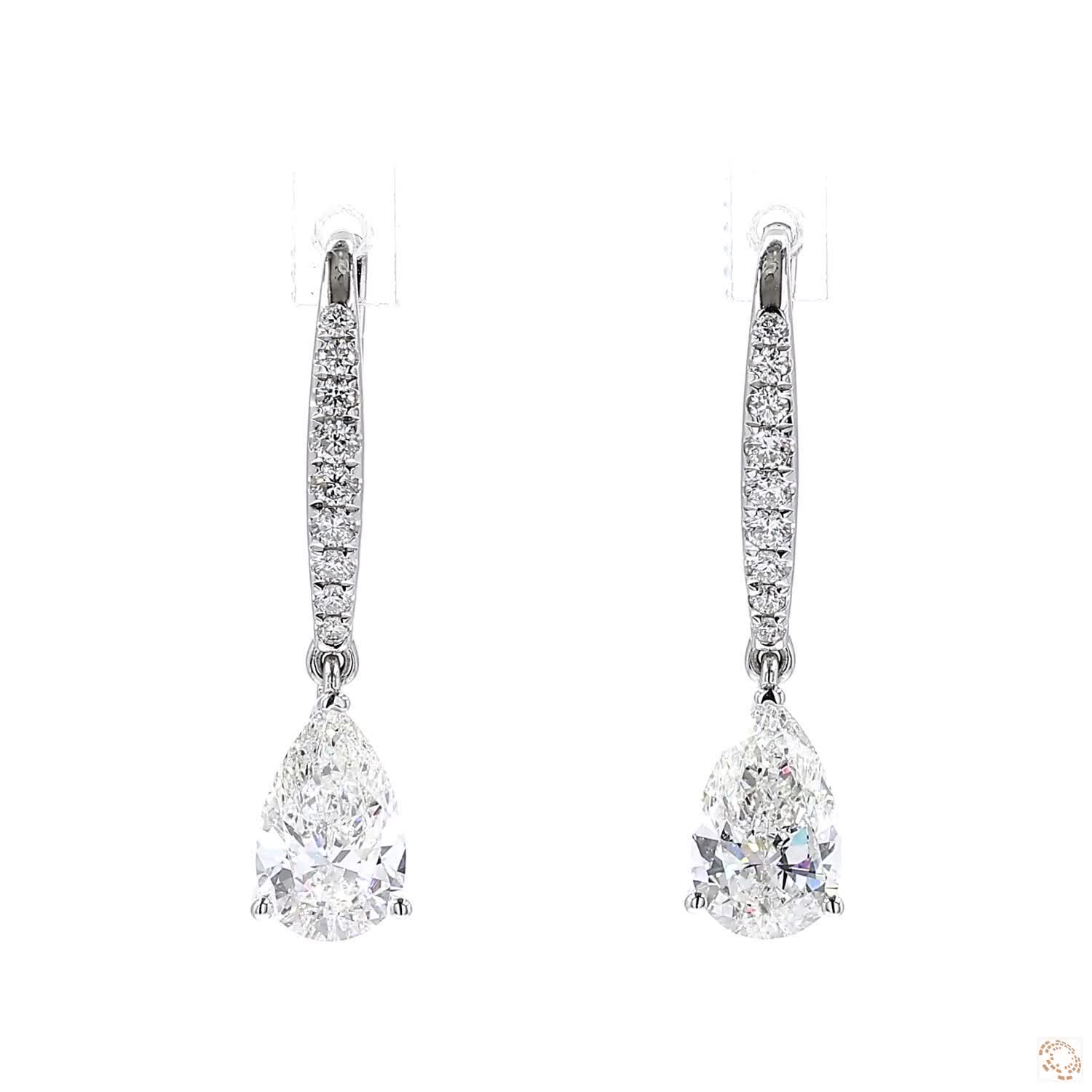Pear Shape Diamond Dangling Earrings