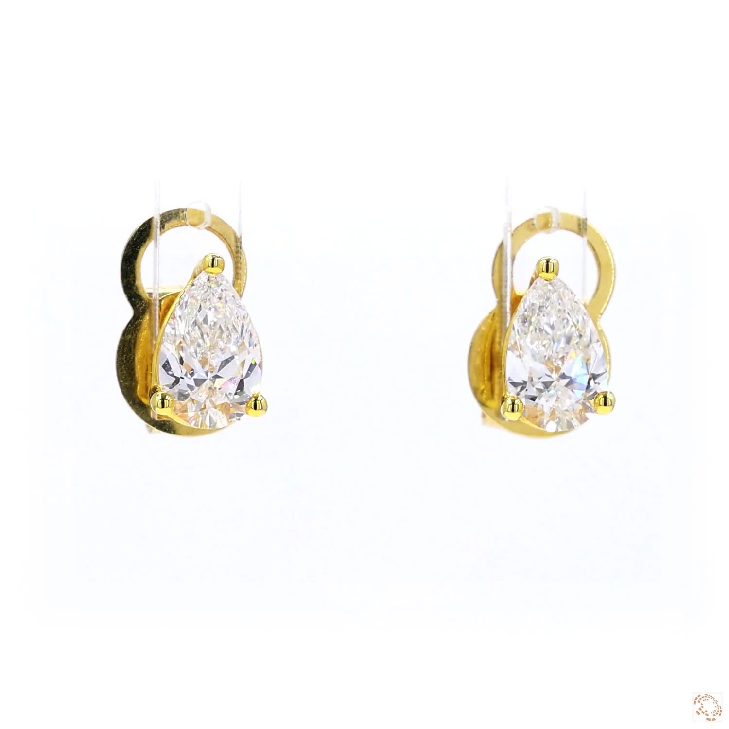 Pear Shape Diamond Stud Earrings in Yellow Gold