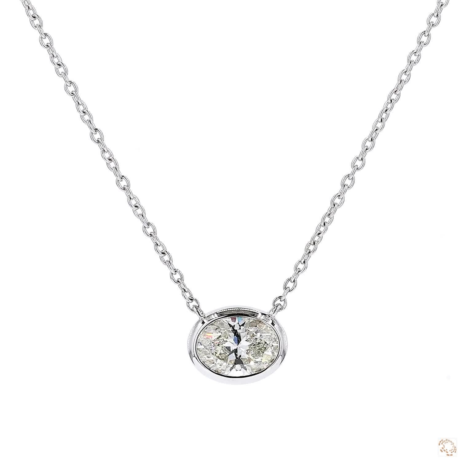Solitaire Oval Diamond Pendant (0.90 ct)