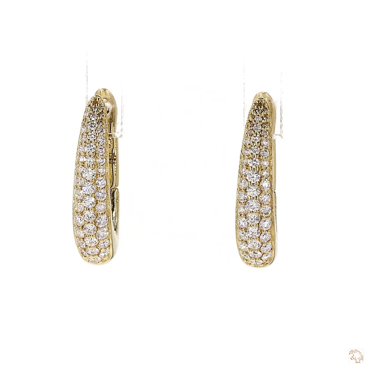 Pavé Diamond Three Rows Hoops Earrings