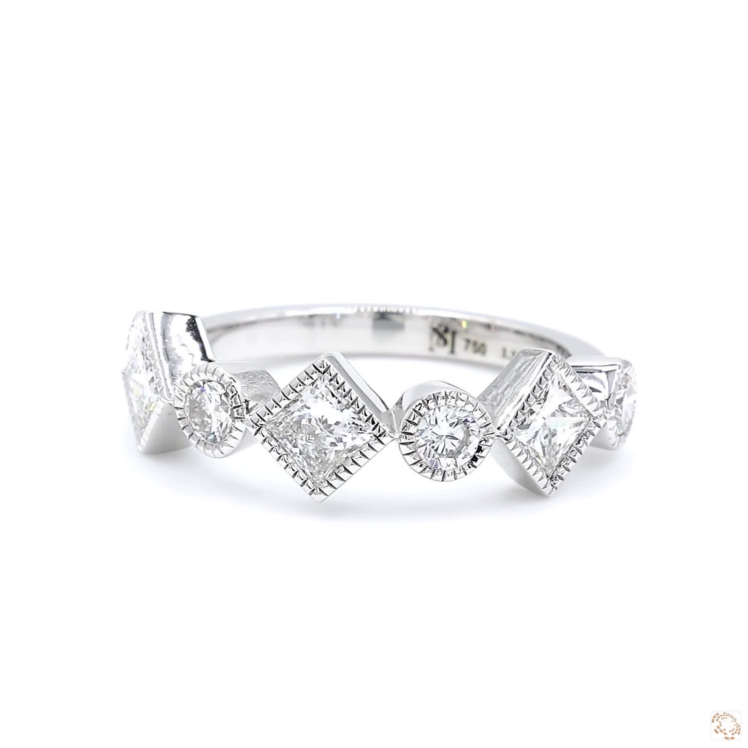 Mixed Channel Diamond Half Eternity Ring