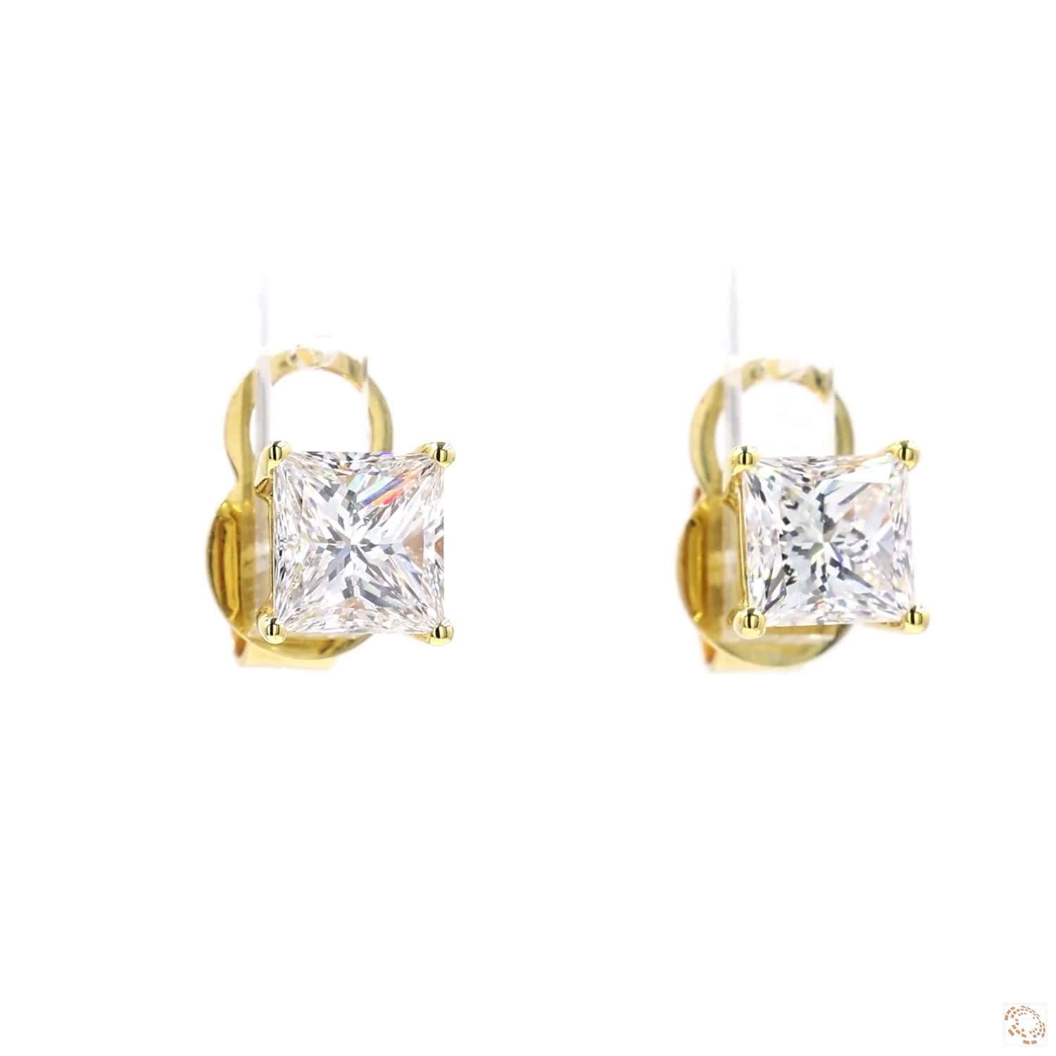Princess Shape Diamond Stud Earrings