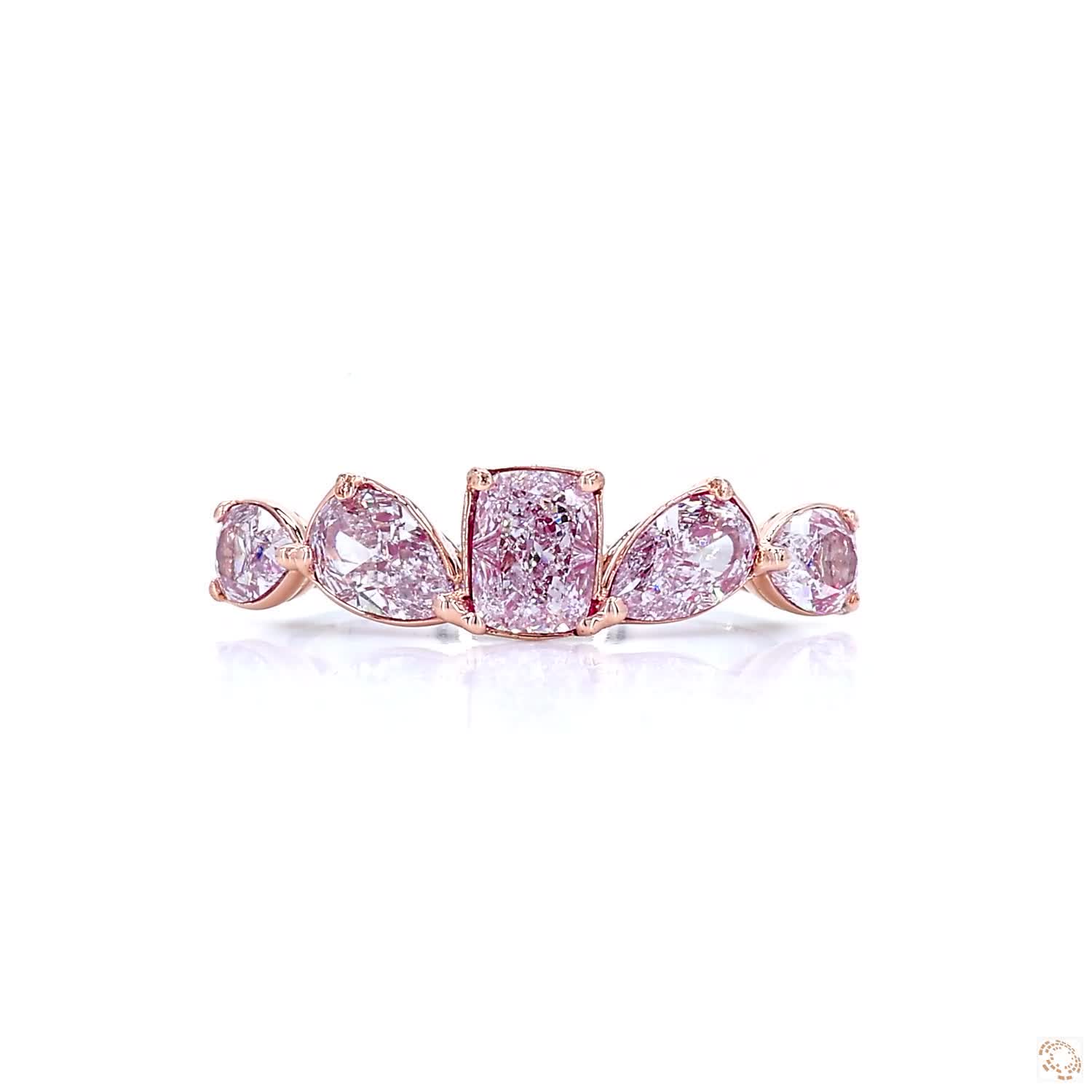 Cushion & Pears Pink Diamonds Ring