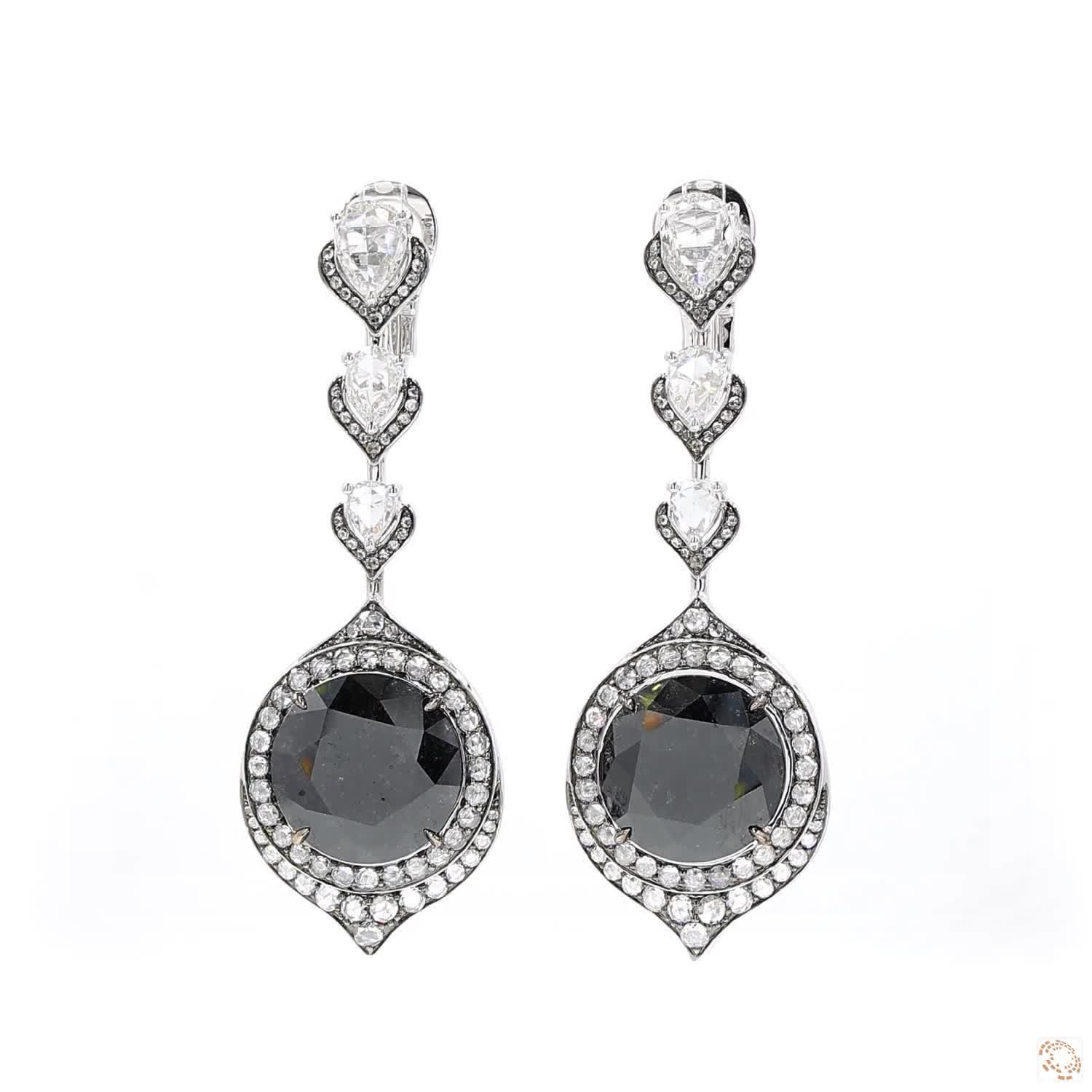 Fancy Black Diamond Dangling Earrings (11.4 ct per diamond)