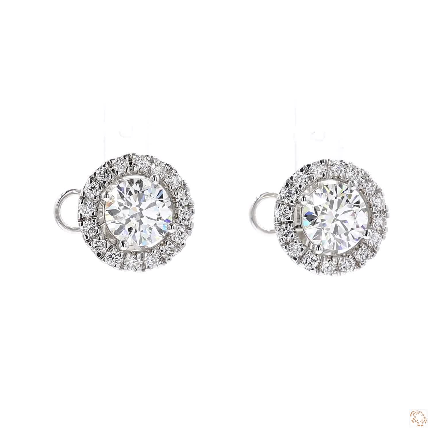 Halo Diamond Stud Earrings with Jacket (0.6 ct. per diamond)