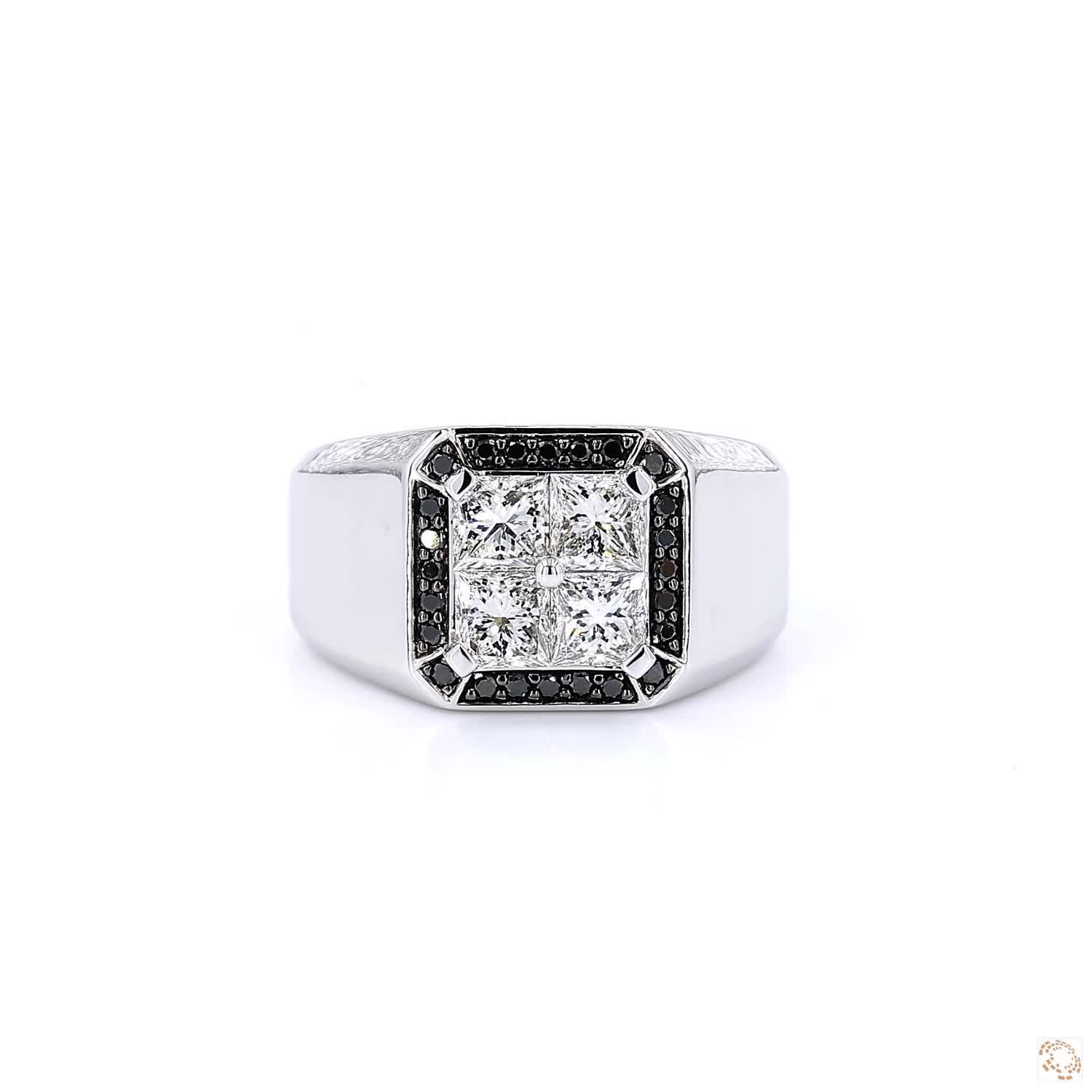 Black & White Diamonds Men's Signet Ring