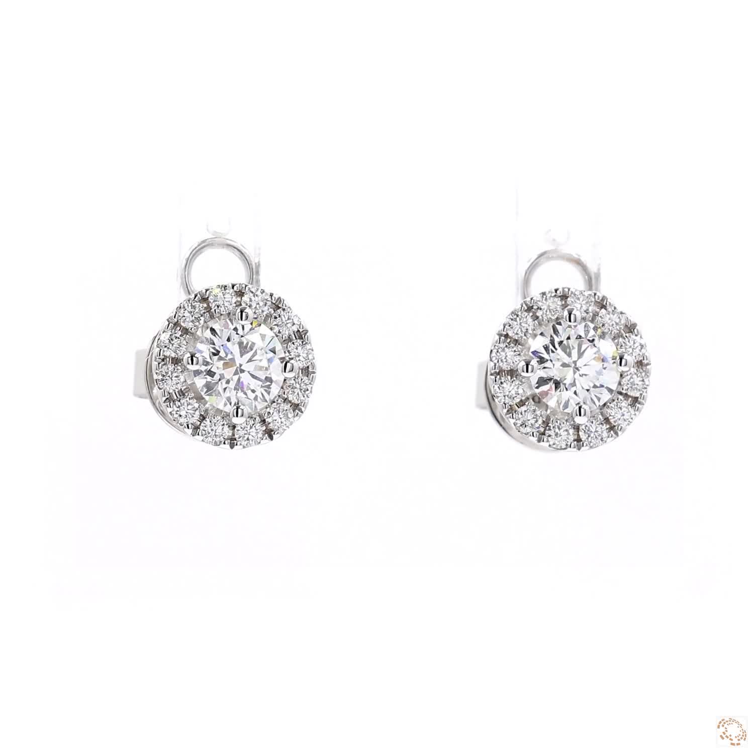 Halo Diamond Stud Earrings with Jacket (0.3 ct. per diamond - F VS2)