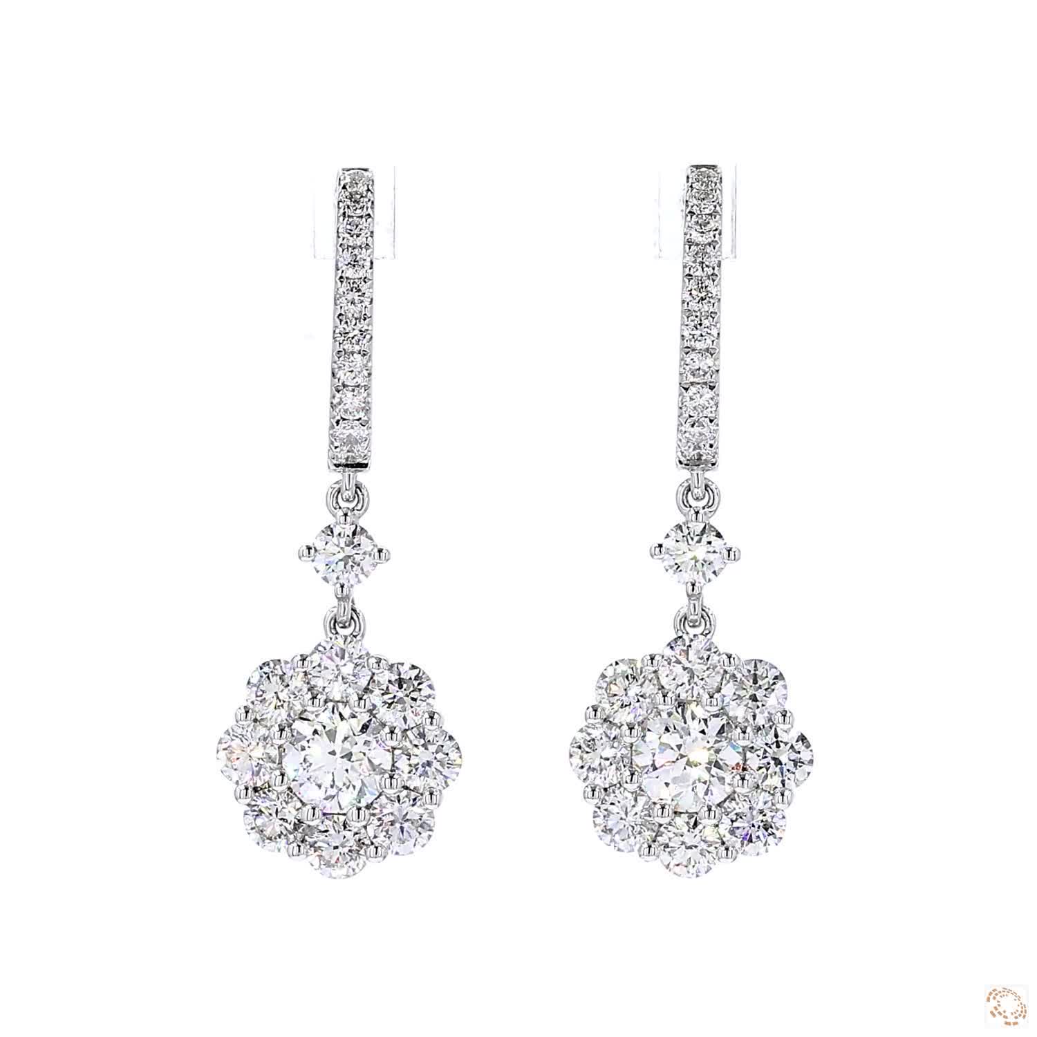 Diamond Stud Cluster Dangling Earrings (3.275 ct. tw.)