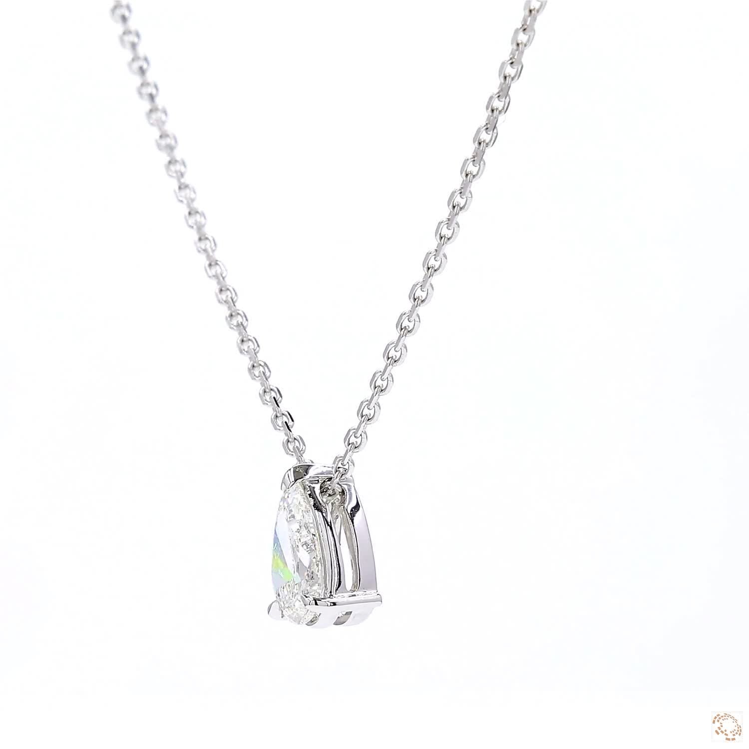 Solitaire Pear Diamond Pendant in 18K Gold (0.80 ct)