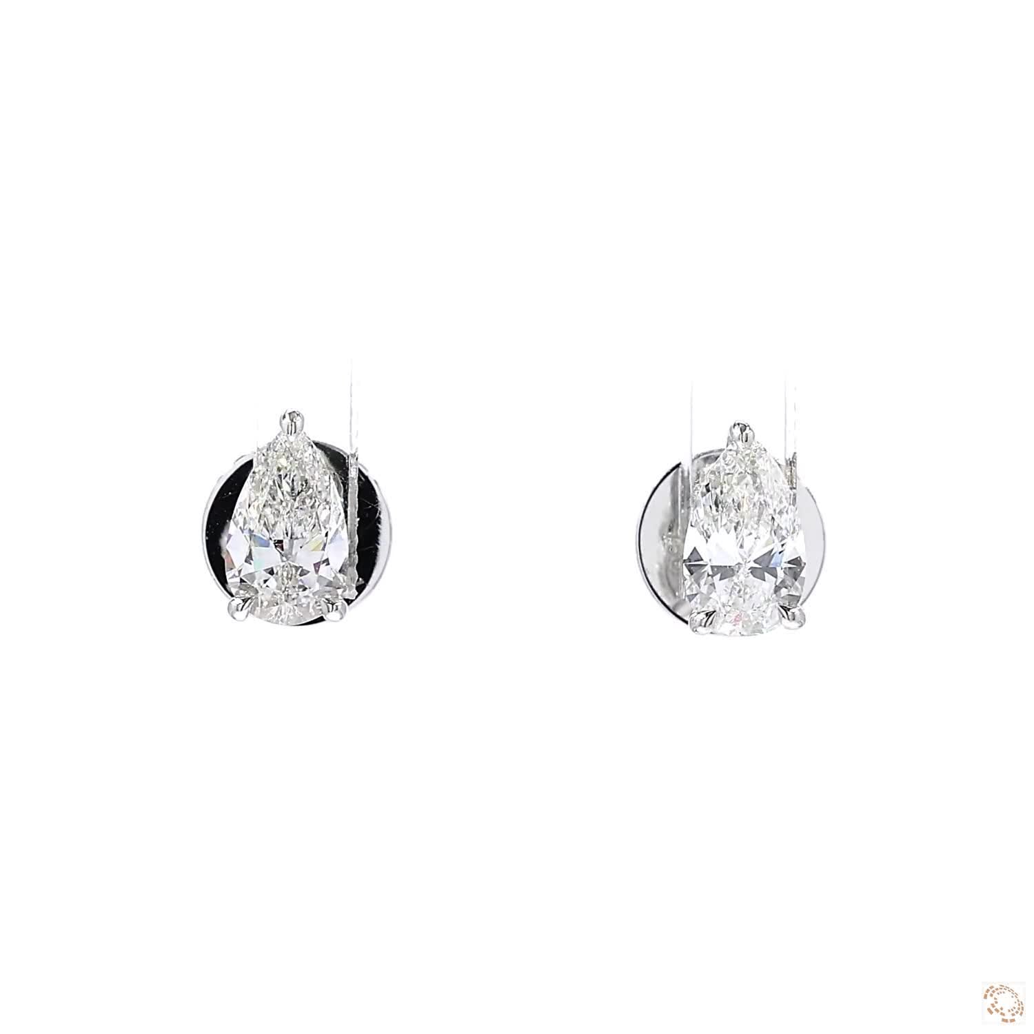 Pear Shape Diamond Stud Earrings (0.5 ct. per diamond)