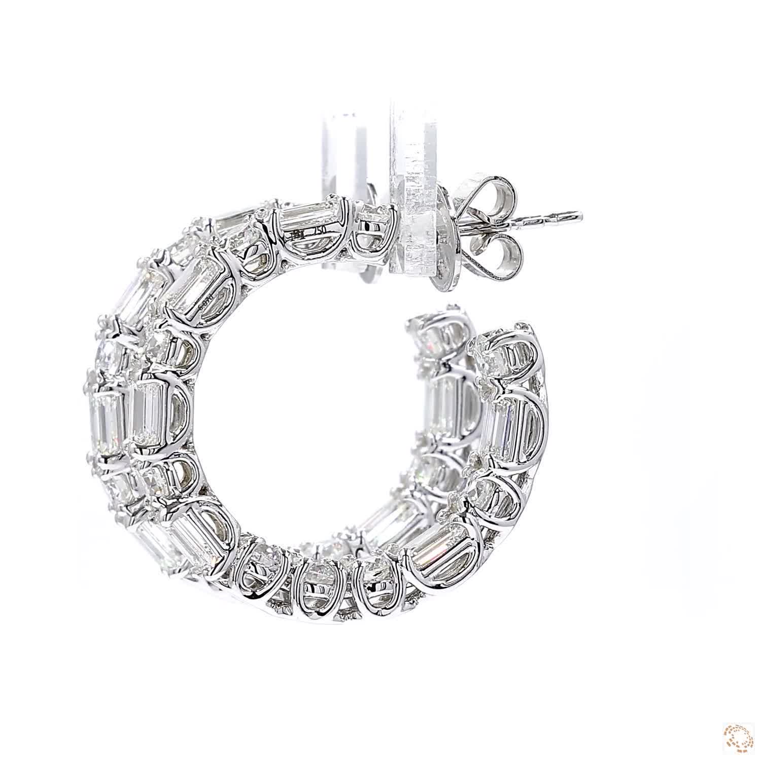 Emerald Cut Diamond Hoop Earrings (6.07 ct. tw.)