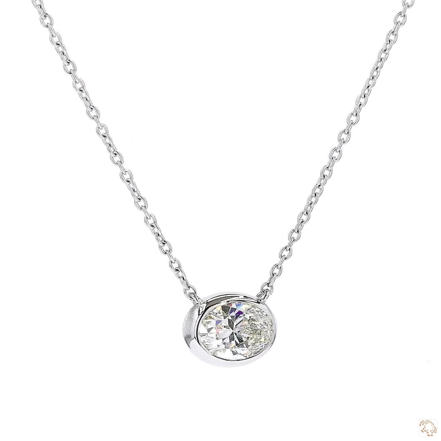 Solitaire Oval Diamond Pendant (0.90 ct)