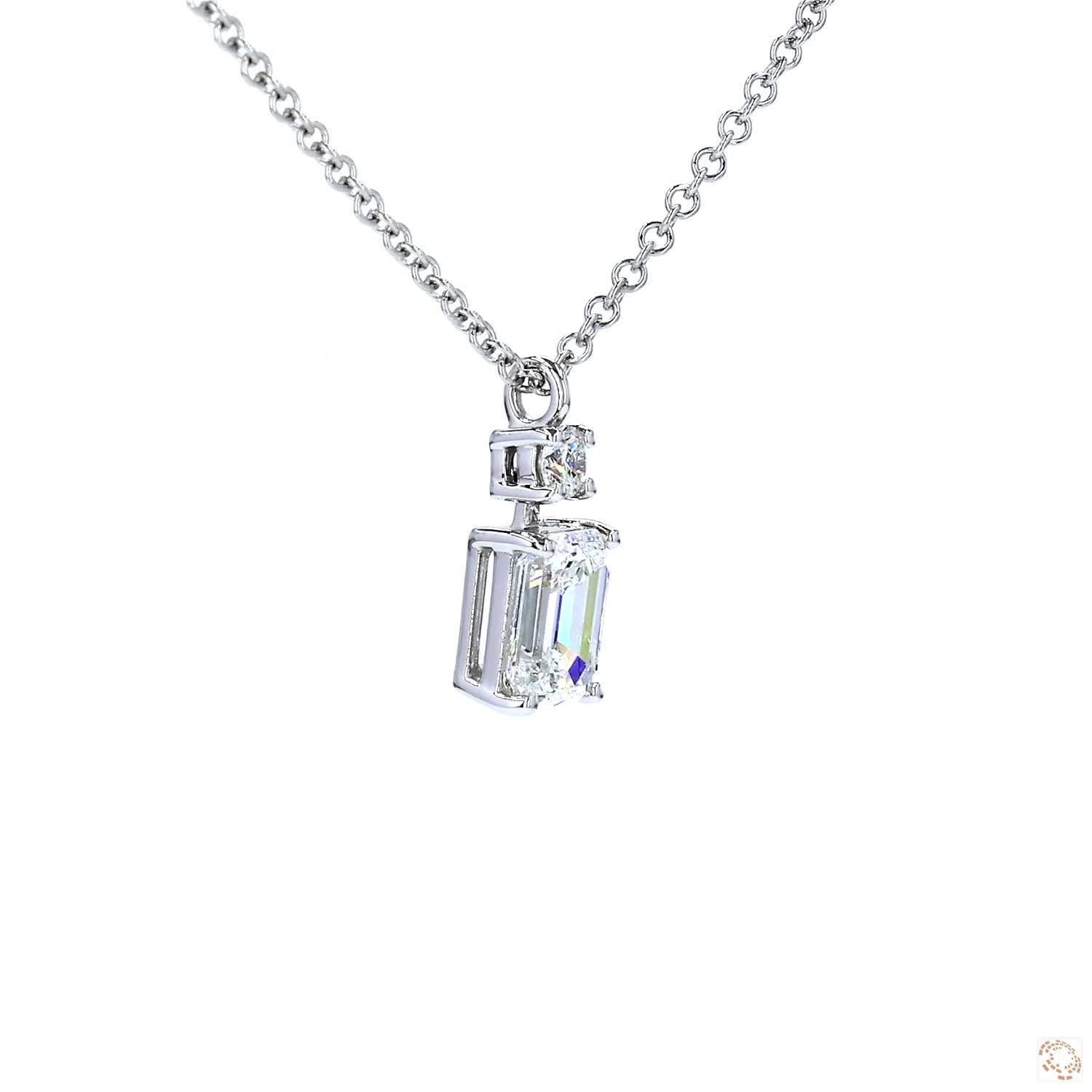 Emerald Cut Diamond Pendant (0.7 ct per diamond)