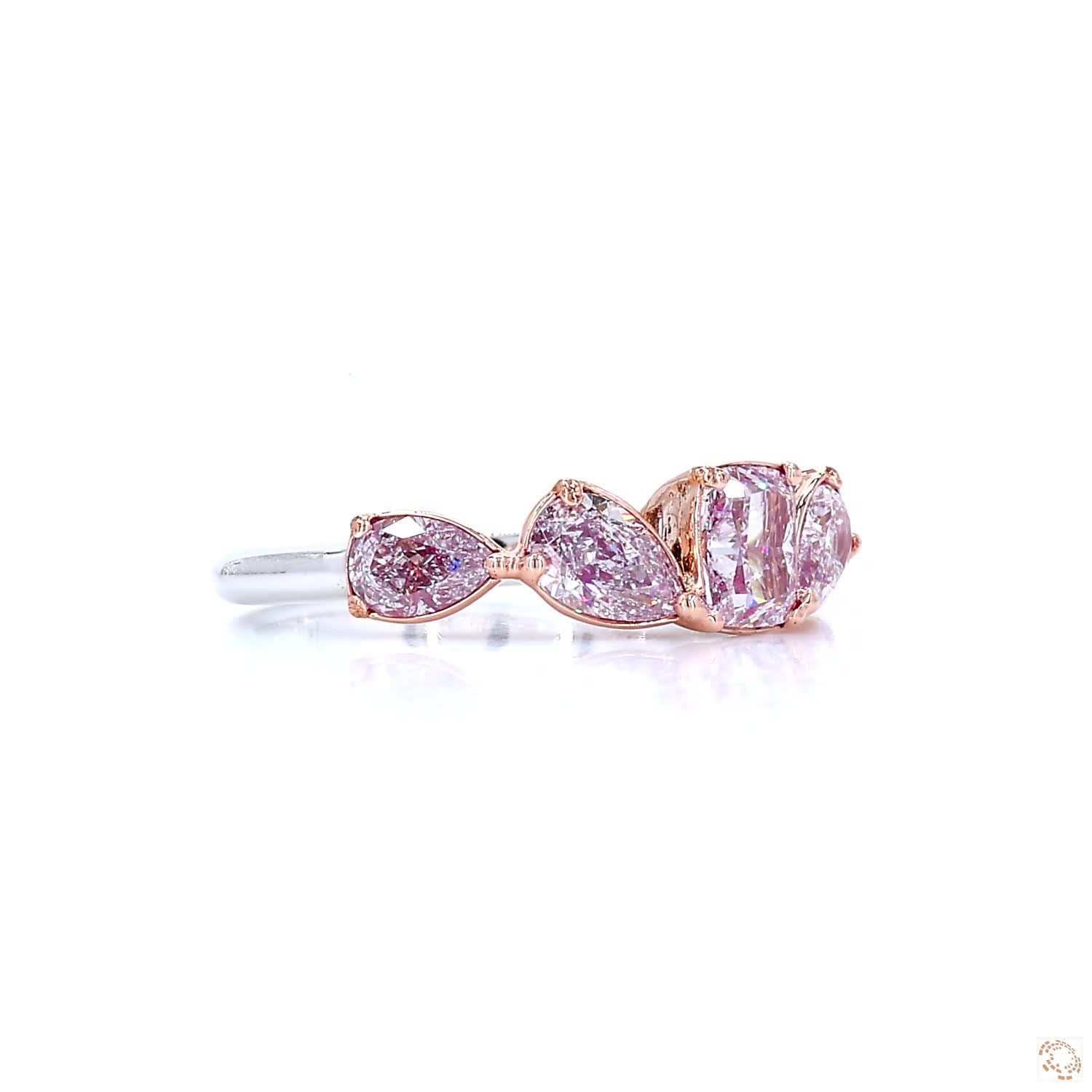 Cushion & Pears Pink Diamonds Ring