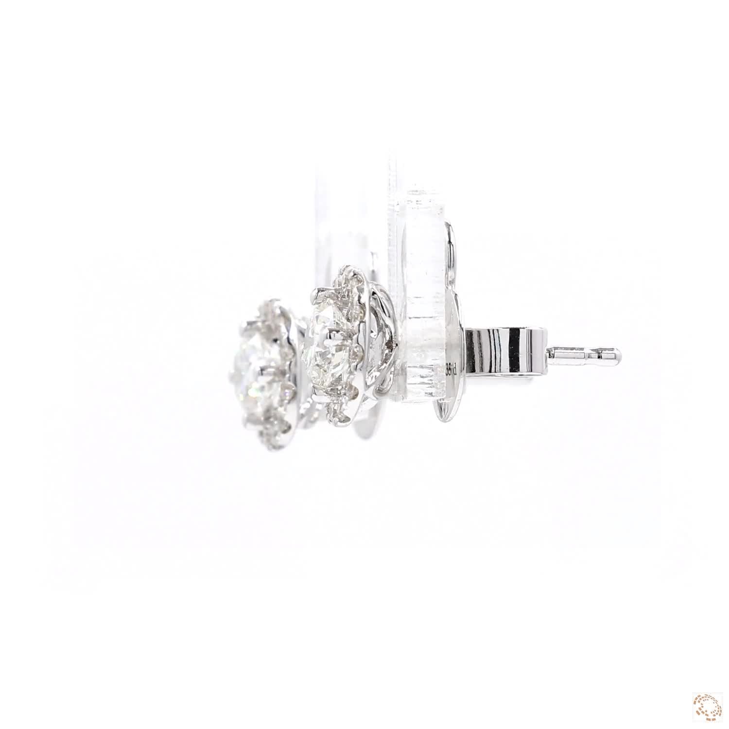 Halo Diamond Stud Earrings with Jacket (0.3 ct. per diamond - F VS2)