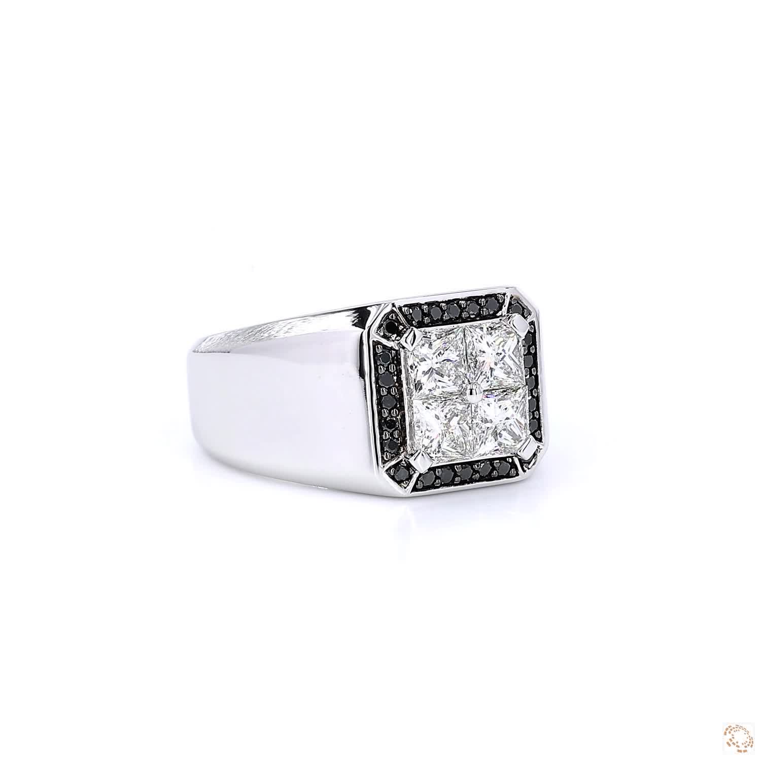 Black & White Diamonds Men's Signet Ring