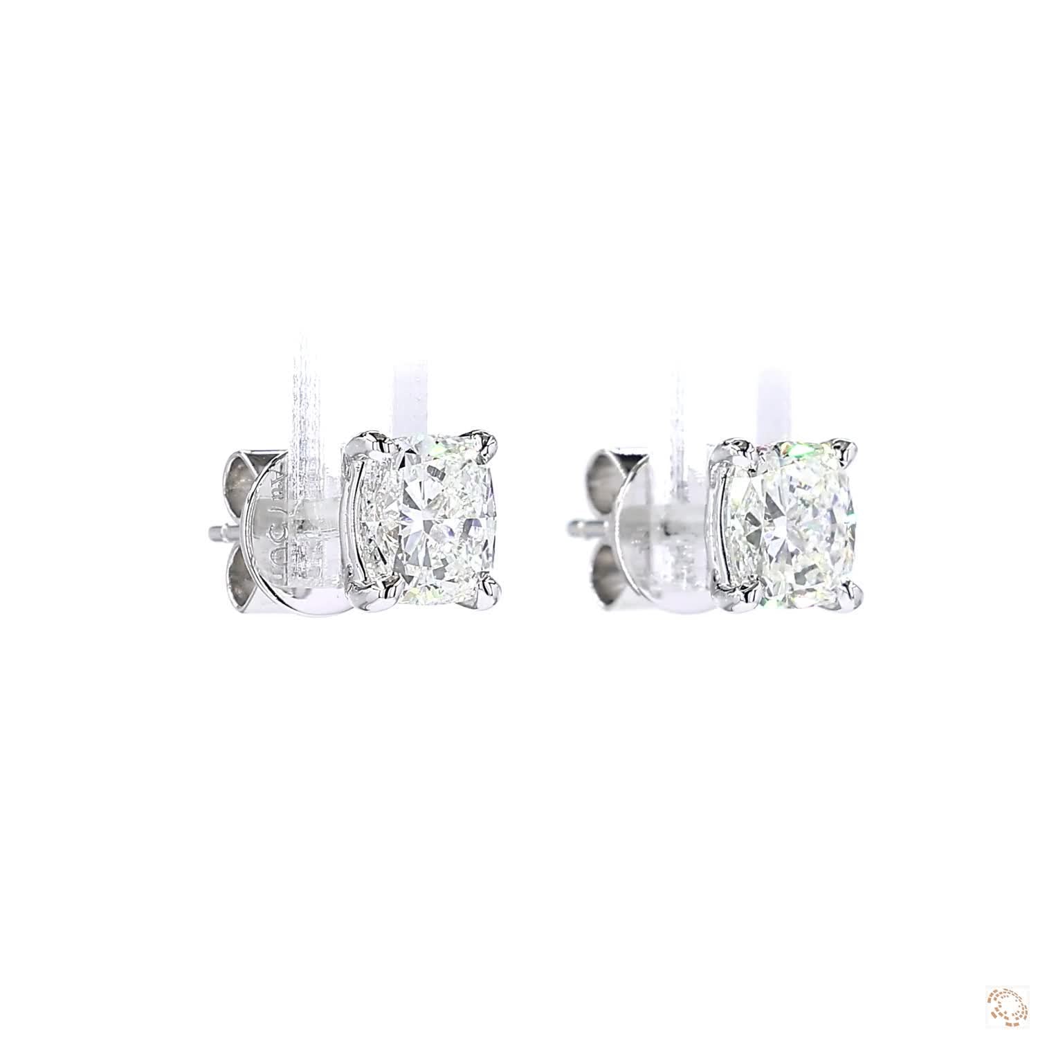 Cushion Cut Diamond Stud Earrings (1.01 ct. per diamond)