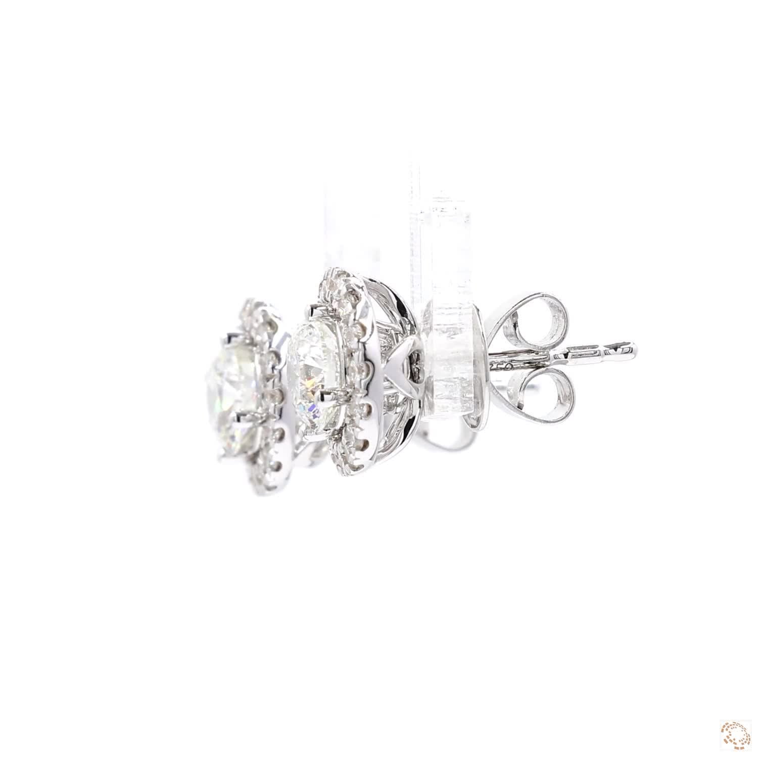 Halo Diamond Stud Earrings with Jacket (0.6 ct. per diamond)