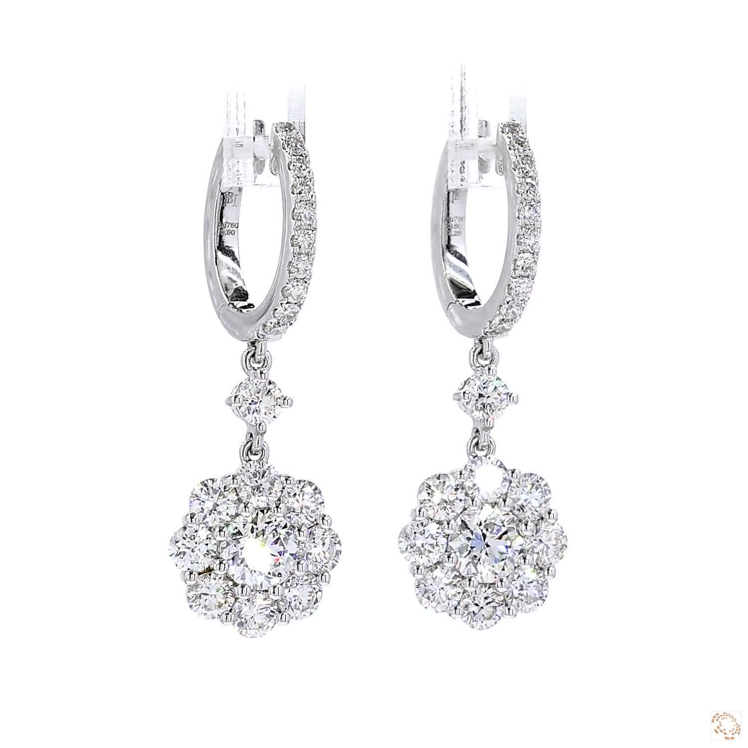 Diamond Stud Cluster Dangling Earrings (3.275 ct. tw.)