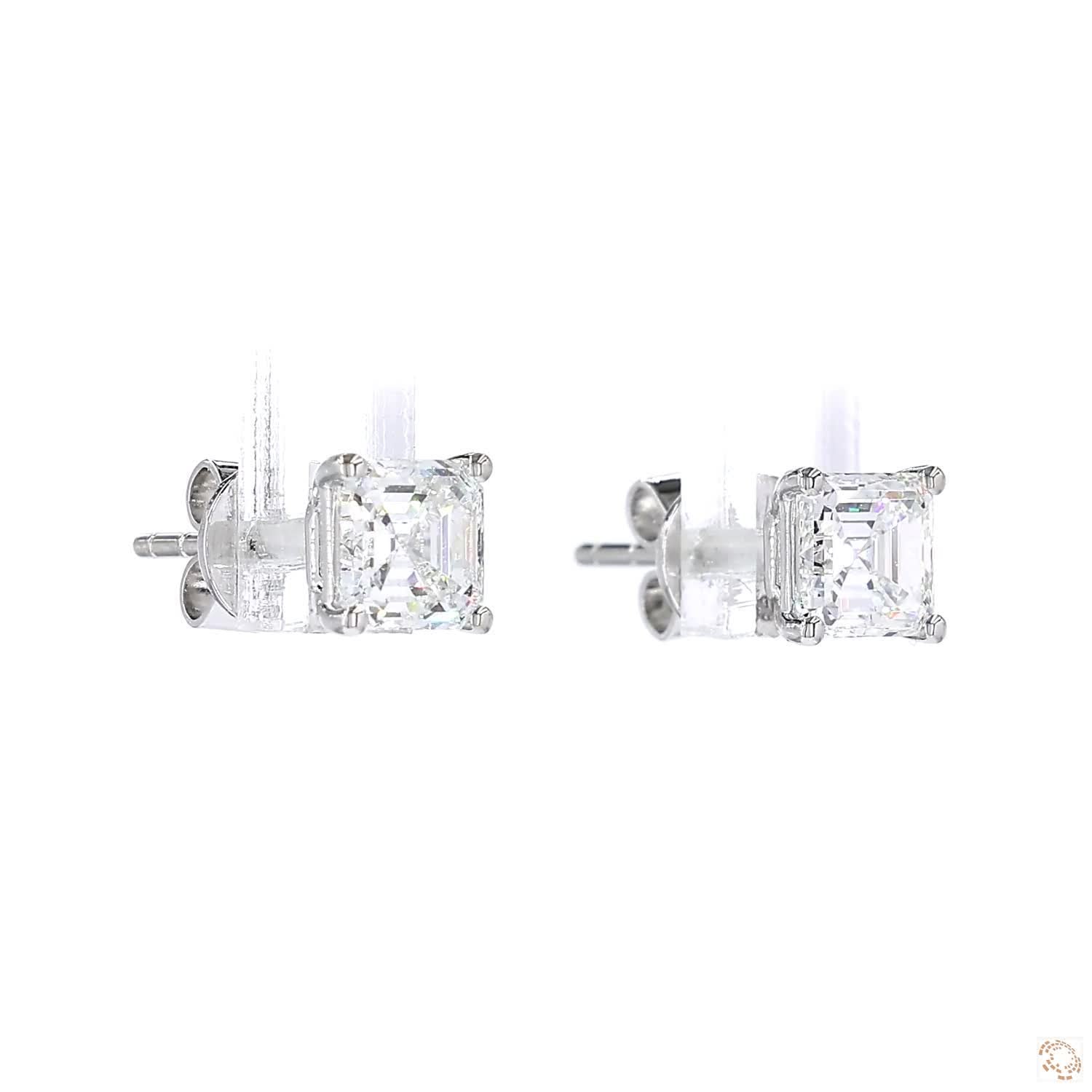 Asscher Shape Diamond Stud Earring (0.7 ct. per diamond)