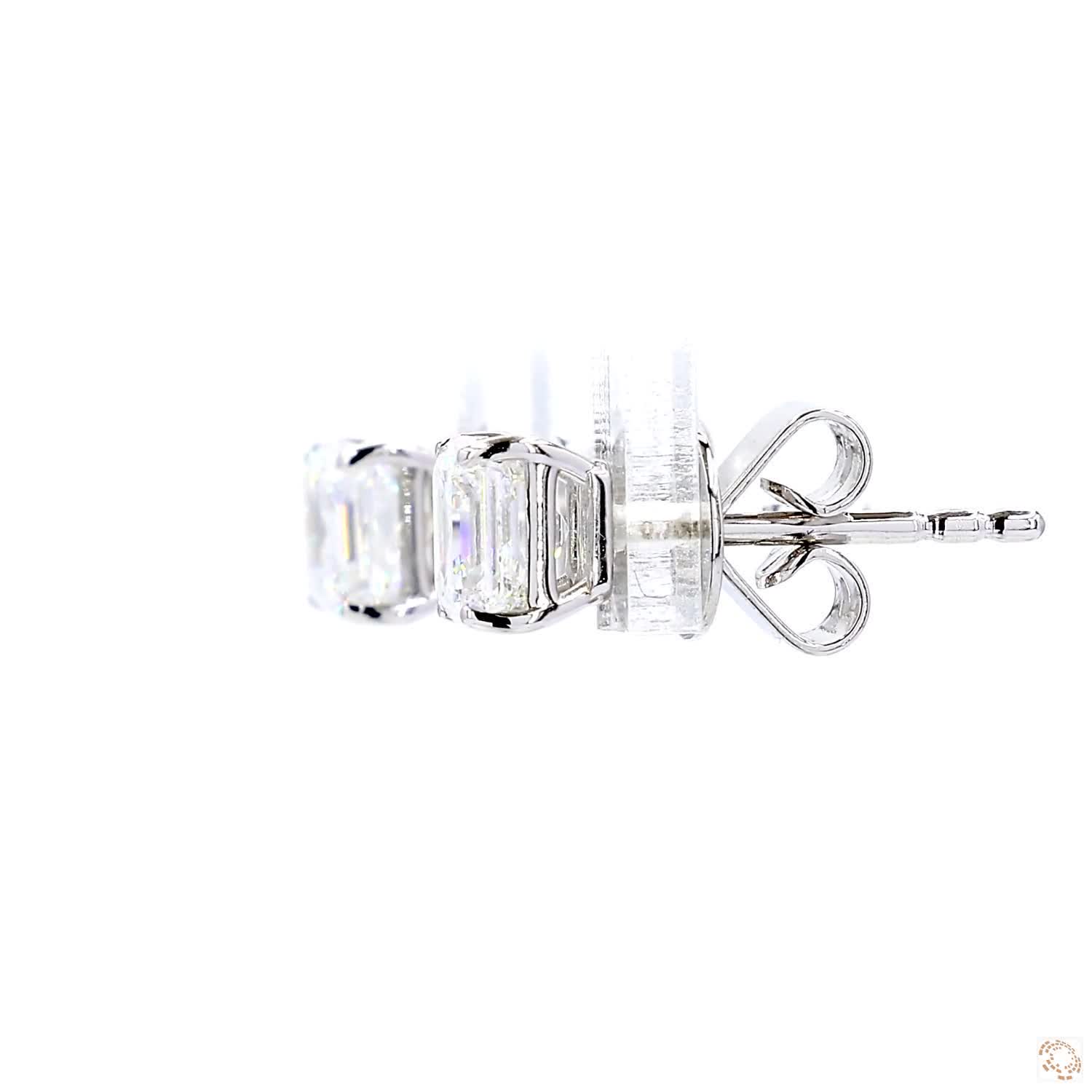 4-Prong Asscher Shape Diamond Studs (0.7 ct per diamond)