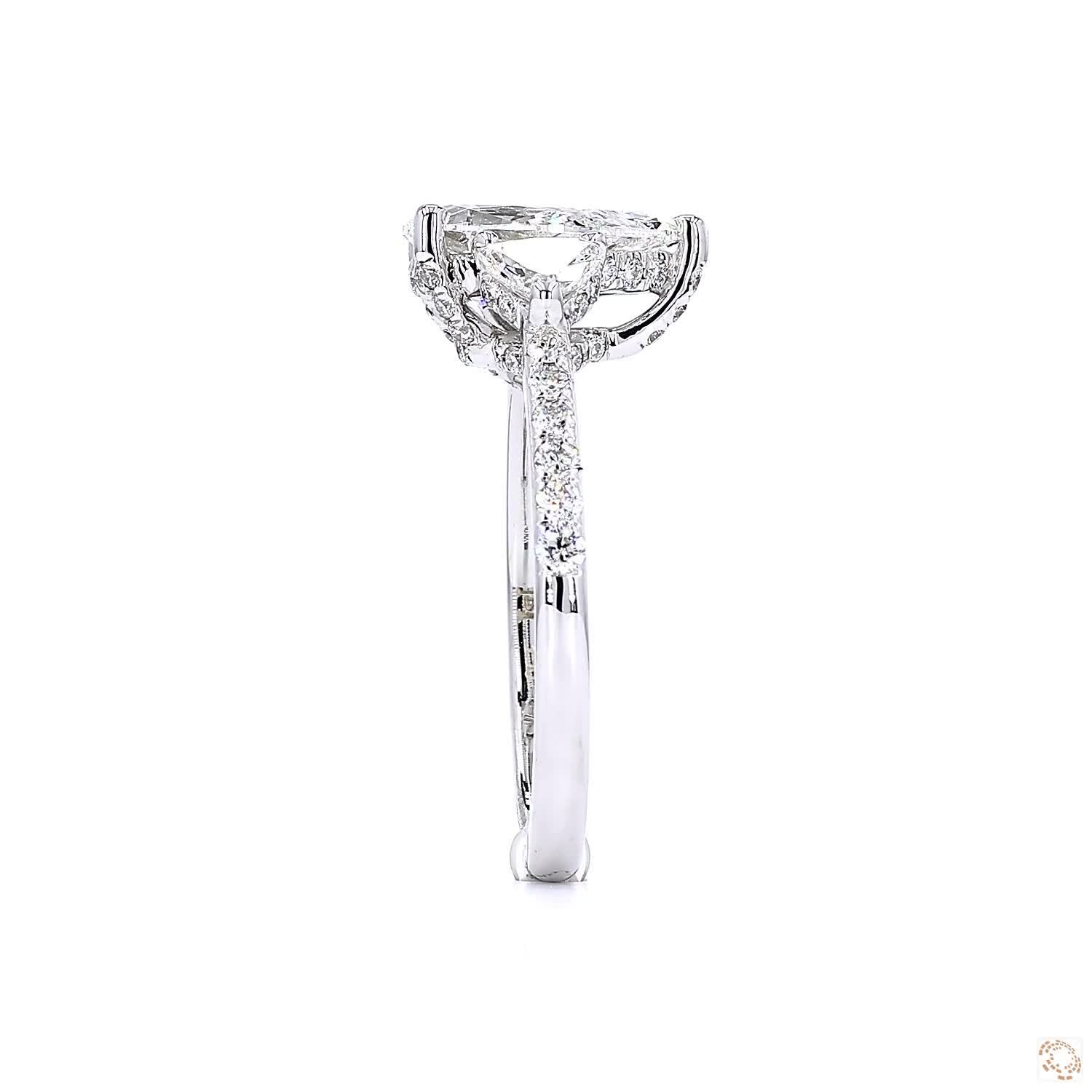 Pear & Heart Shape Three-Stone Diamond Engagement Ring