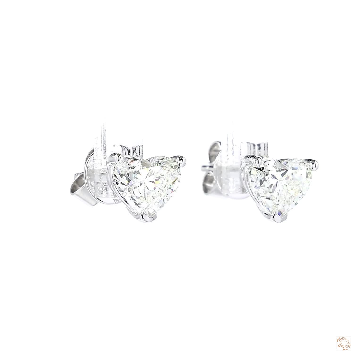 Heart Shape Diamond Stud Earrings (1.51 ct. per diamond)