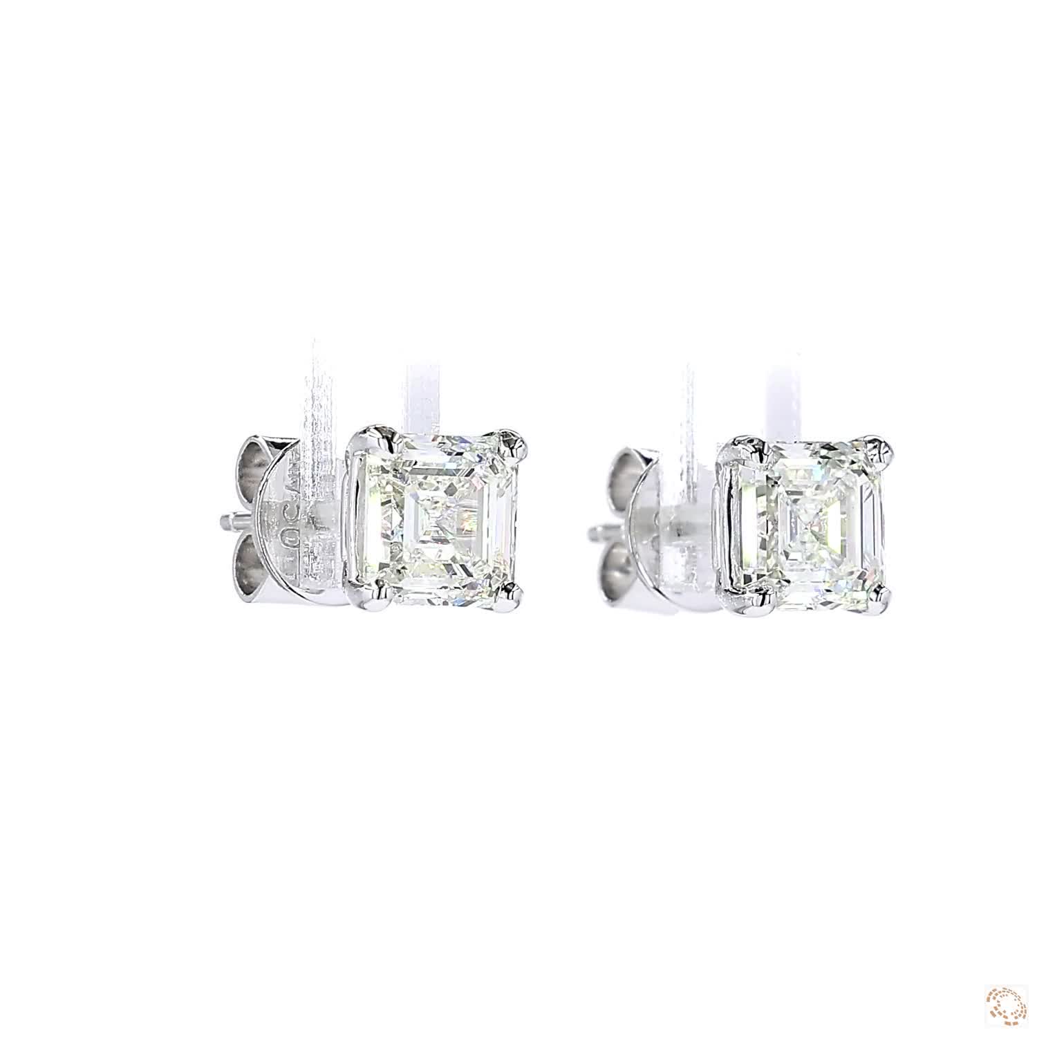 Asscher Shape Diamond Stud Earring (1.5 ct. per diamond)