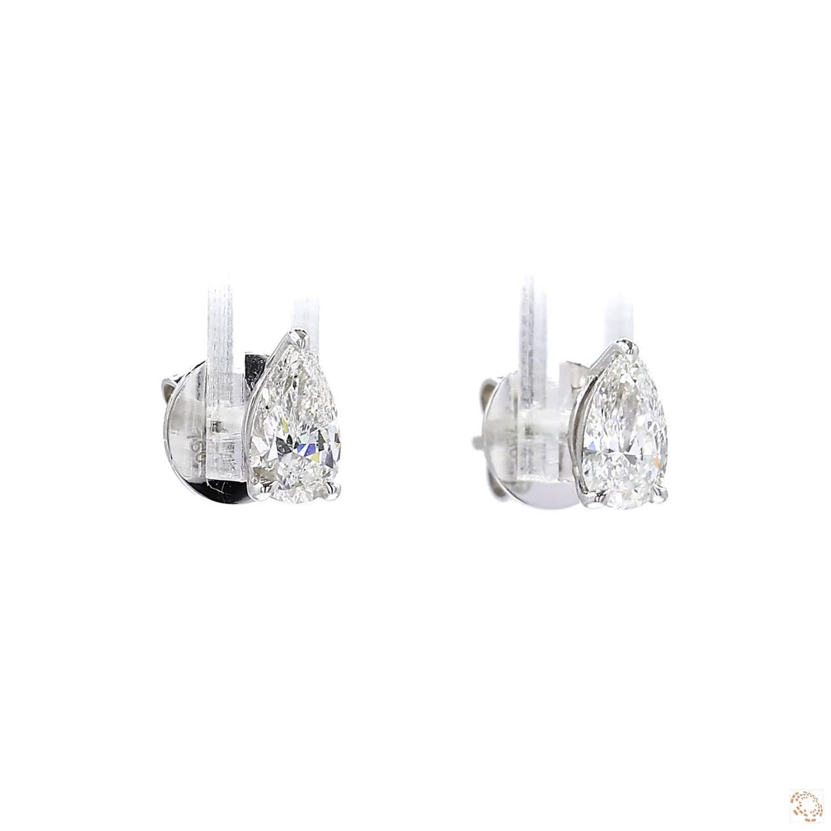 Pear Shape Diamond Stud Earrings in White Gold