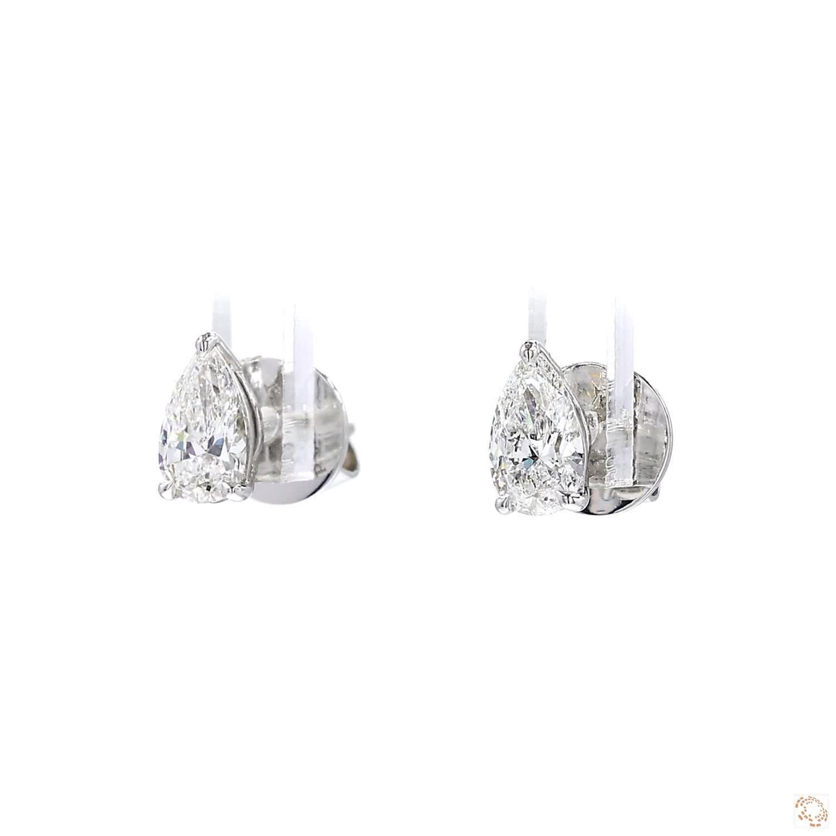 Pear Shape Diamond Stud Earrings in White Gold