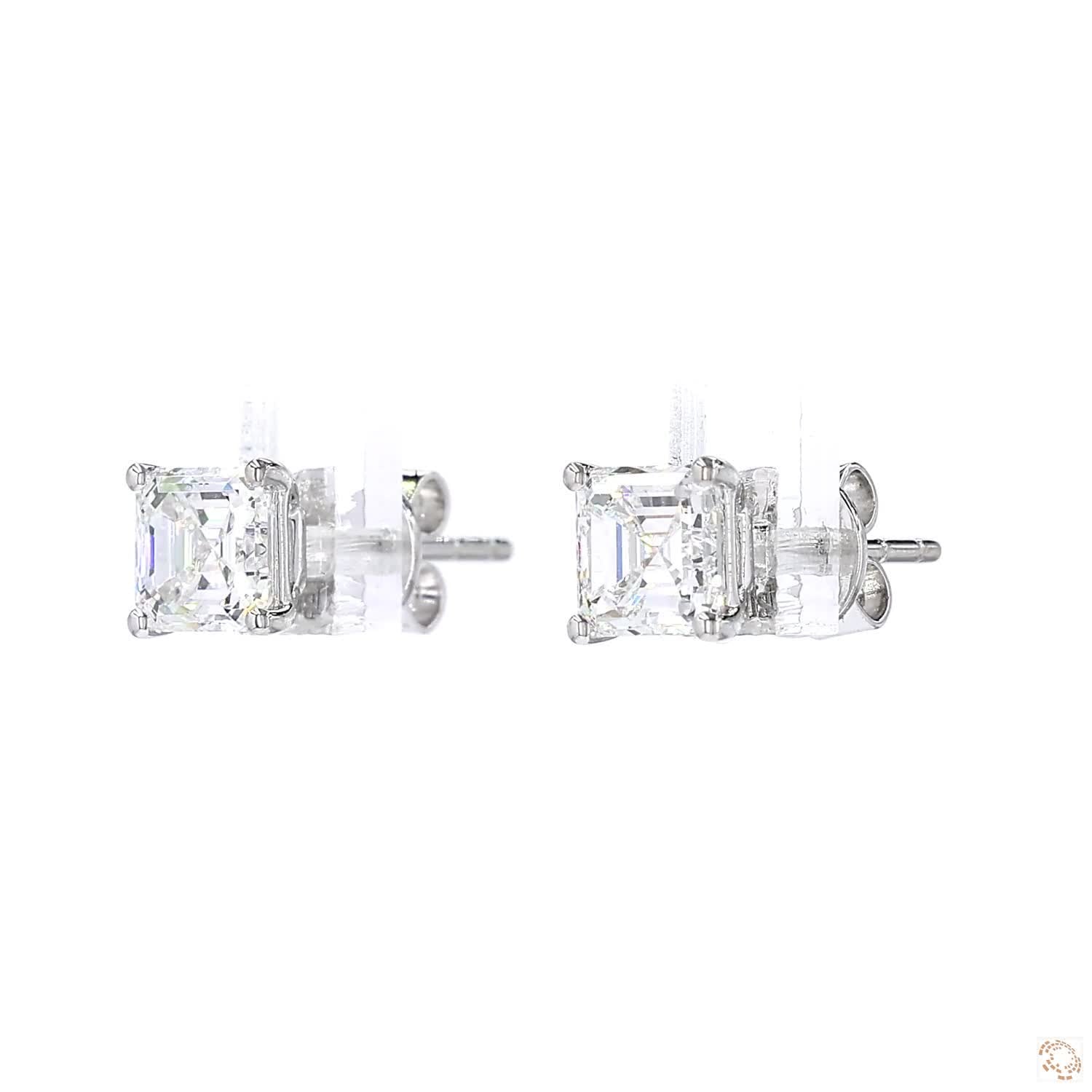 Asscher Shape Diamond Stud Earring (0.7 ct. per diamond)
