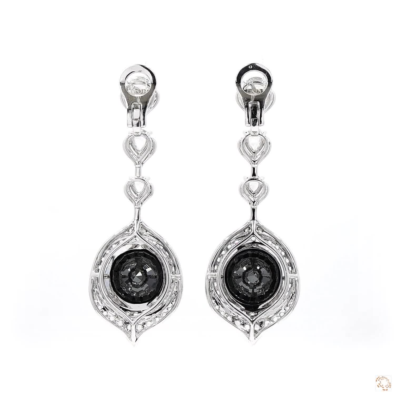 Fancy Black Diamond Dangling Earrings (11.4 ct per diamond)