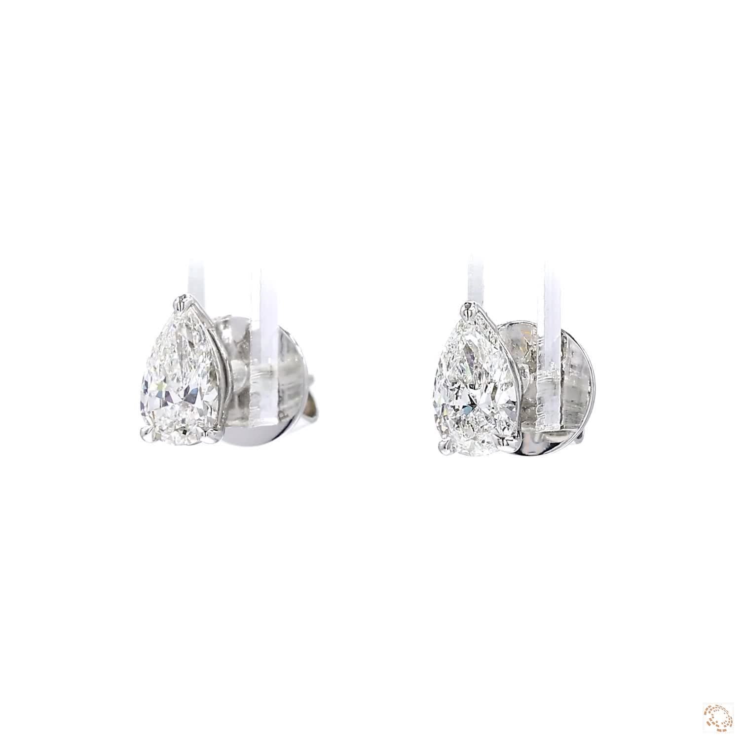 Pear Shape Diamond Stud Earrings in White Gold