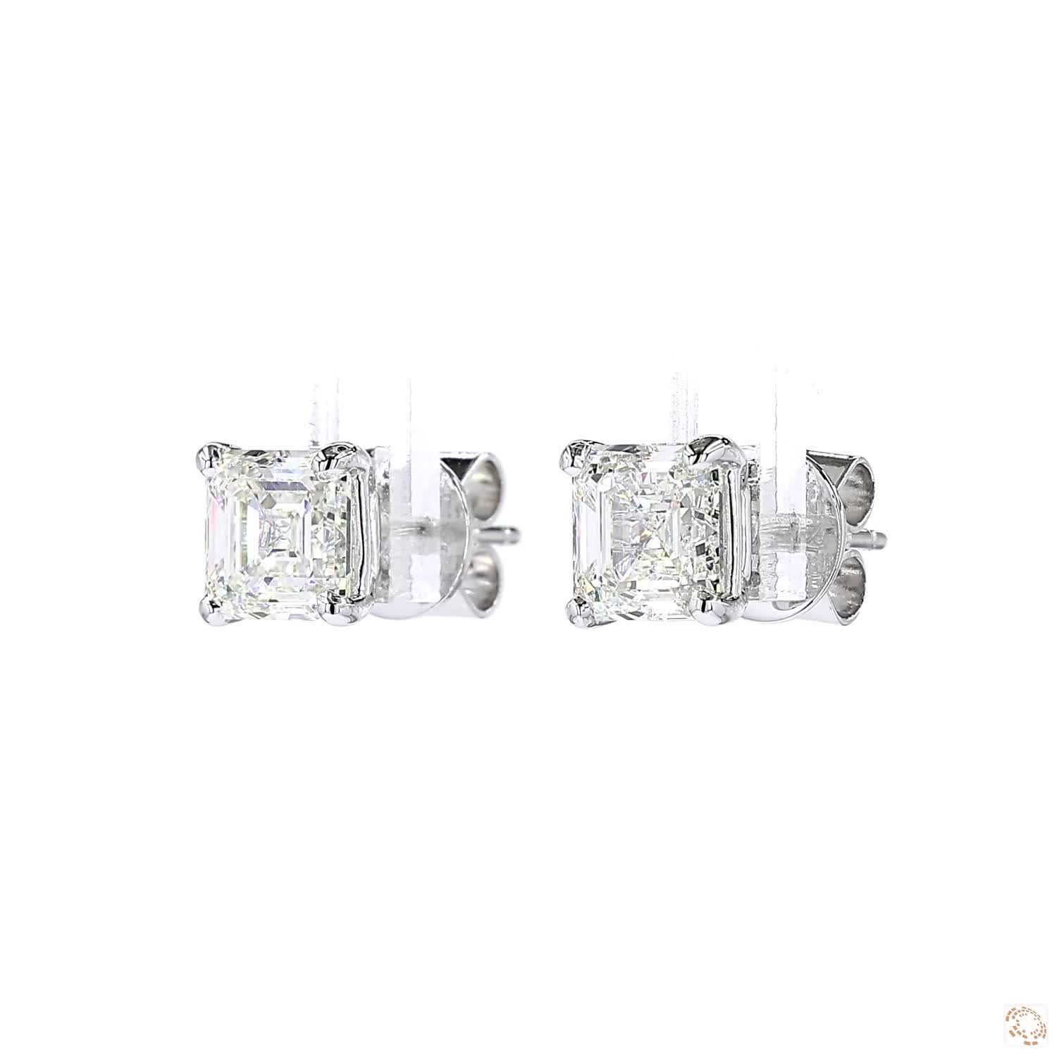 Asscher Shape Diamond Stud Earring (1.5 ct. per diamond)