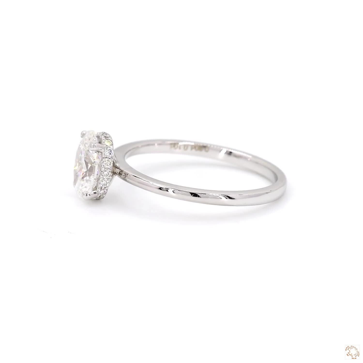 Solitaire Oval Shape & Hidden Halo Diamond Ring